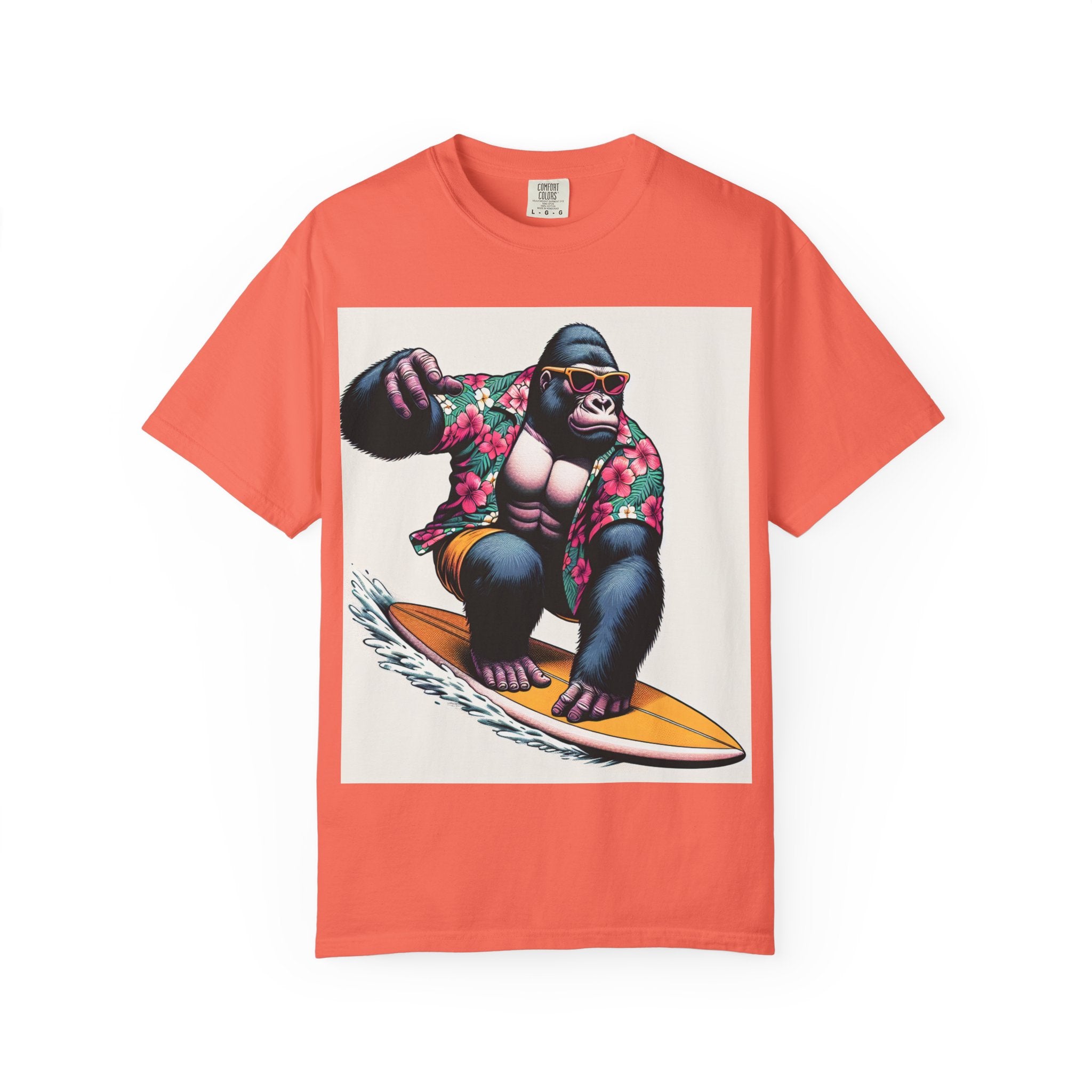 Surfing Gorilla T-Shirt, Casual Beachwear, Summer Gift, Graphic Tee, Unisex T-Shirt, Fun Vacation Apparel