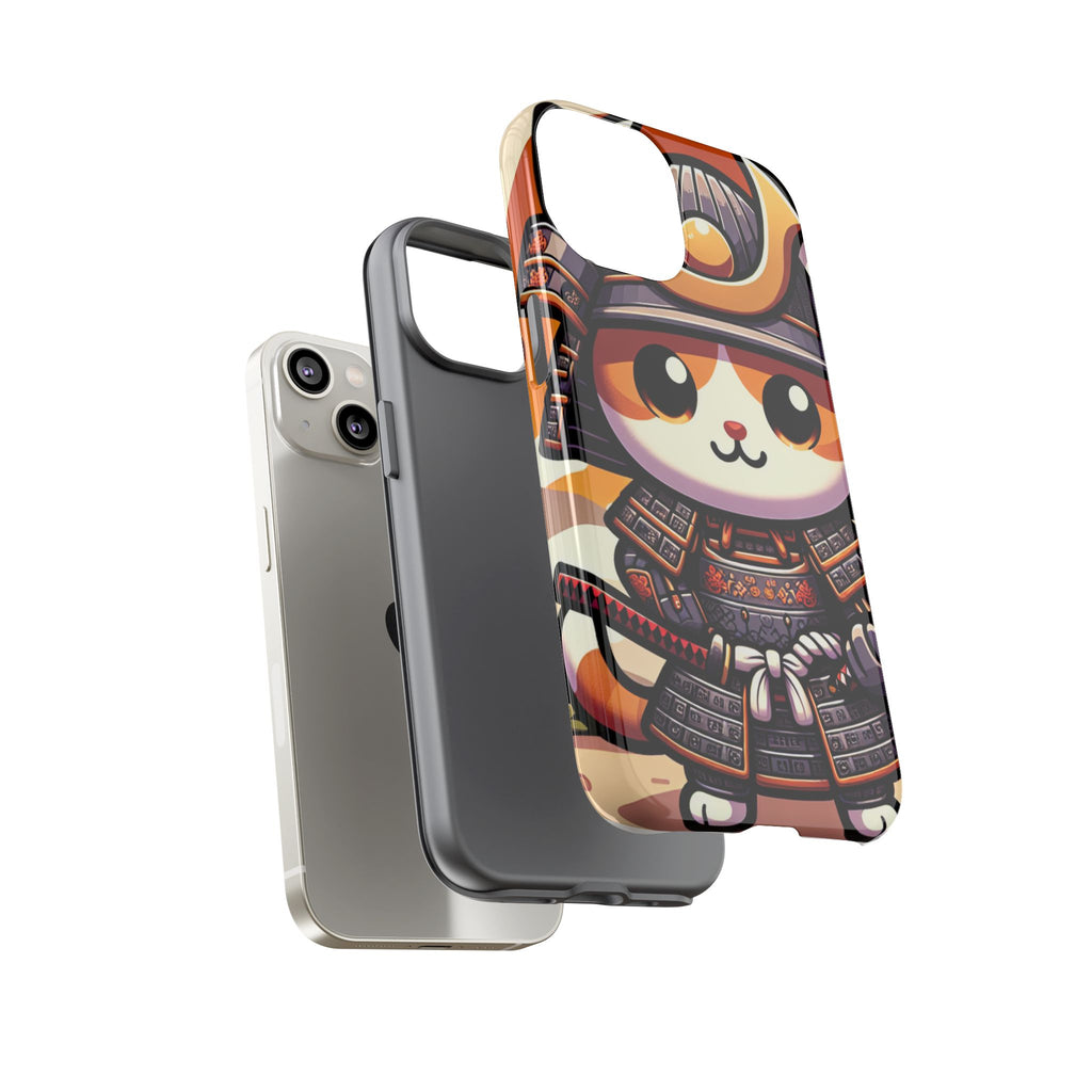 Cute Cat Samurai Phone Case, Kawaii Armor Phone Cover, Unique Pet Gift, Animal Lover Accessory, Fun Tech Protection