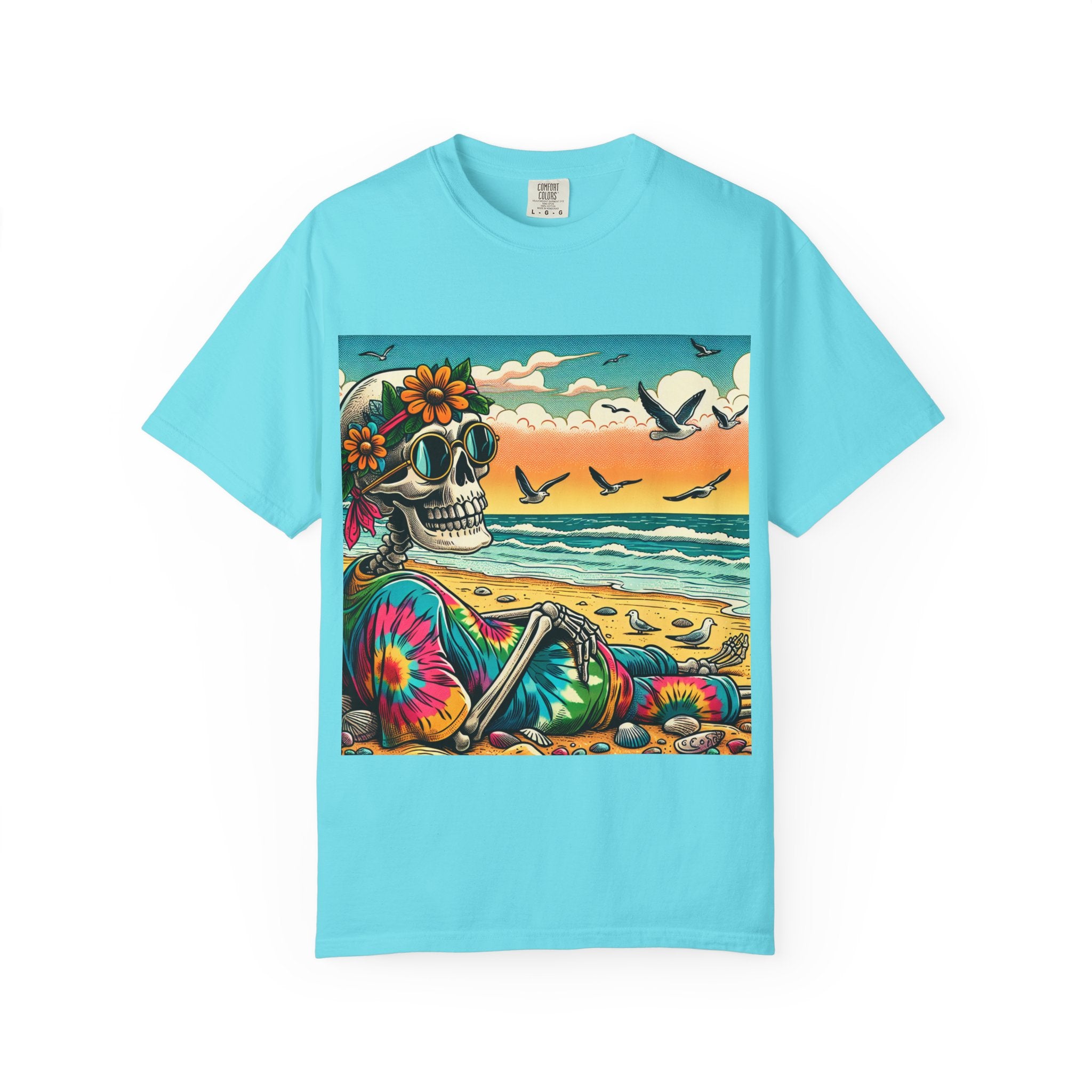 Beach Vibes Skull Graphic Tee | Unisex Summer Shirt, Bohemian Fashion, Festival Wear, Eco-Friendly Tee, Casual Vacation Outfit