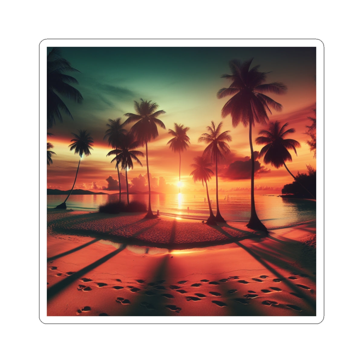 Tropical Sunset Kiss-Cut Stickers, Beach Decor, Summer Vibes, Laptop Stickers, Travel Accessories, Nature Lovers