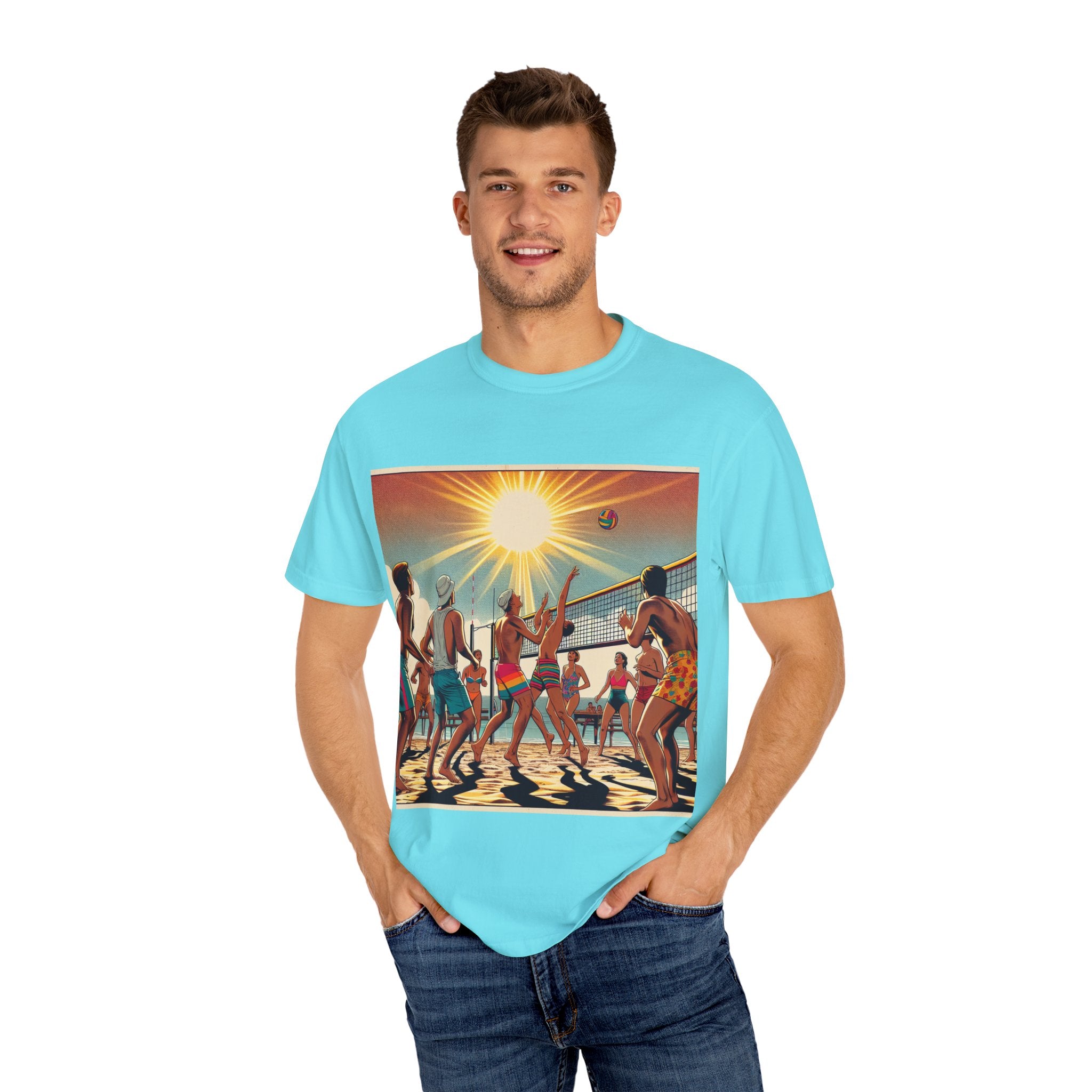 Beach Volleyball Vibes Unisex Garment-Dyed T-shirt | Summer Style, Casual Wear, Gift for Him/Her, Beach Day Essential, Vacation Outfit