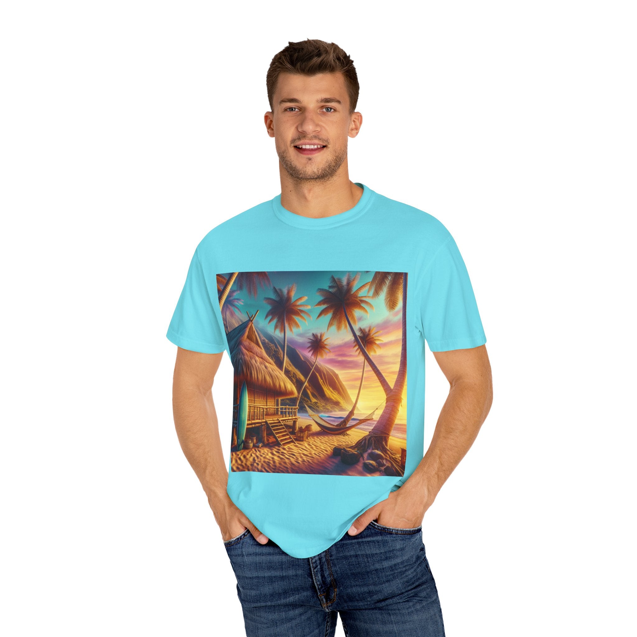 Tropical Sunset T-shirt - Beach Vibes, Summer Wear, Vacation Tee, Surfer Gift, Relaxation Apparel