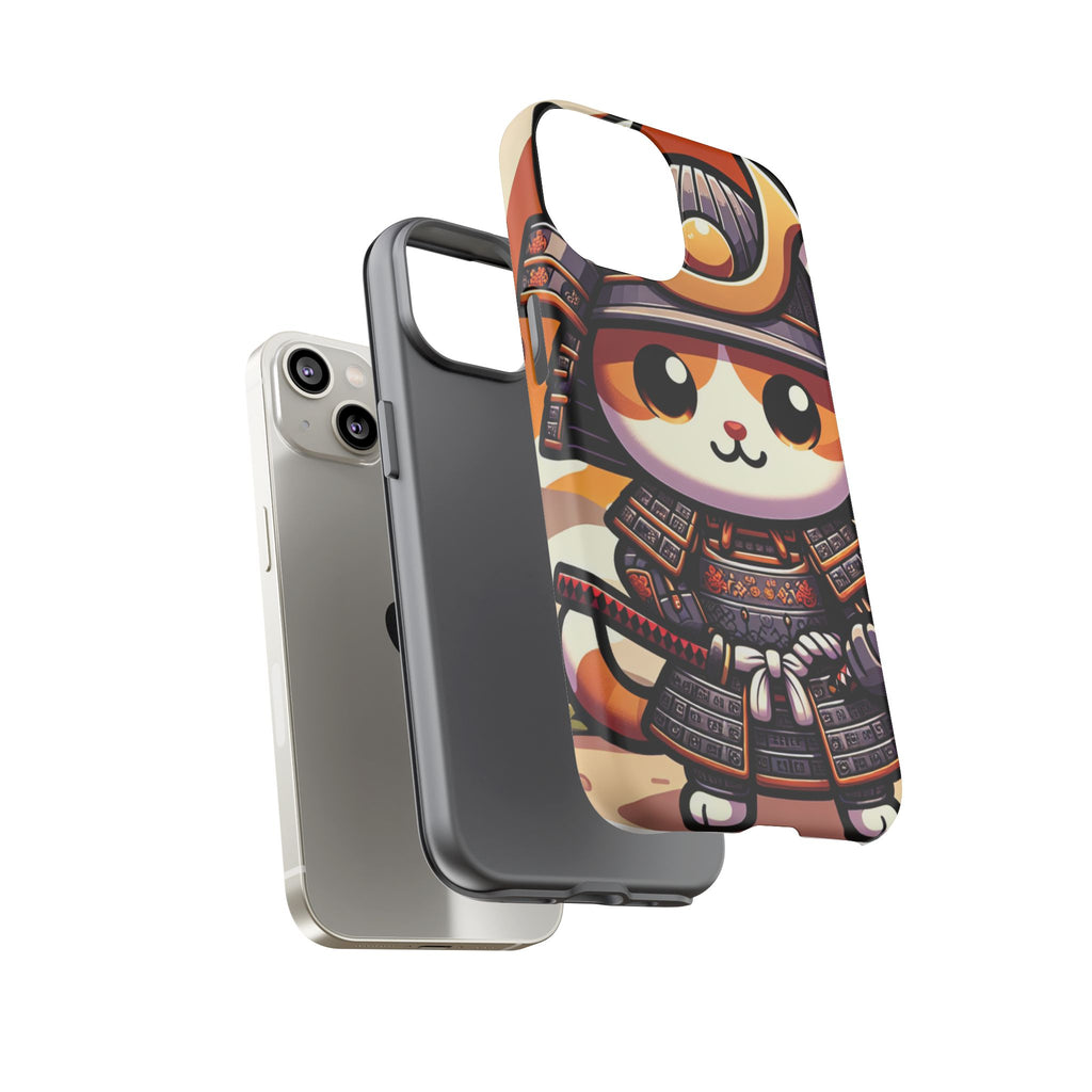 Cute Cat Samurai Phone Case, Kawaii Armor Phone Cover, Unique Pet Gift, Animal Lover Accessory, Fun Tech Protection
