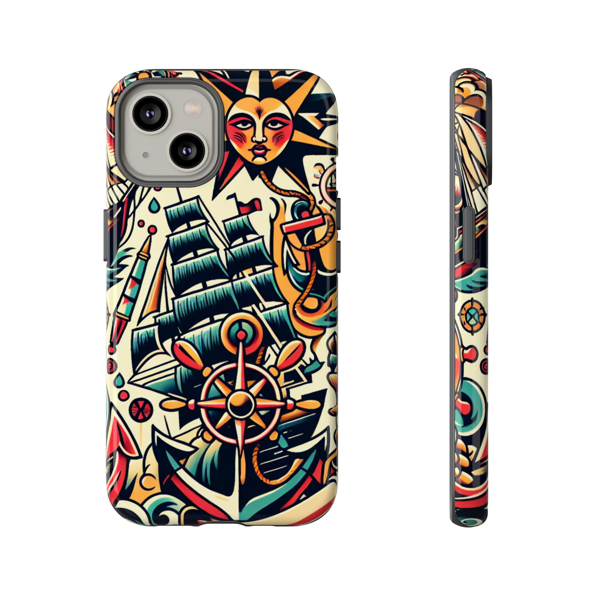 Tattoo-Inspired Phone Case - Nautical Adventure Design, Unique Gift, Sailor Style, Sea Lover Accessory, Artistic Protection