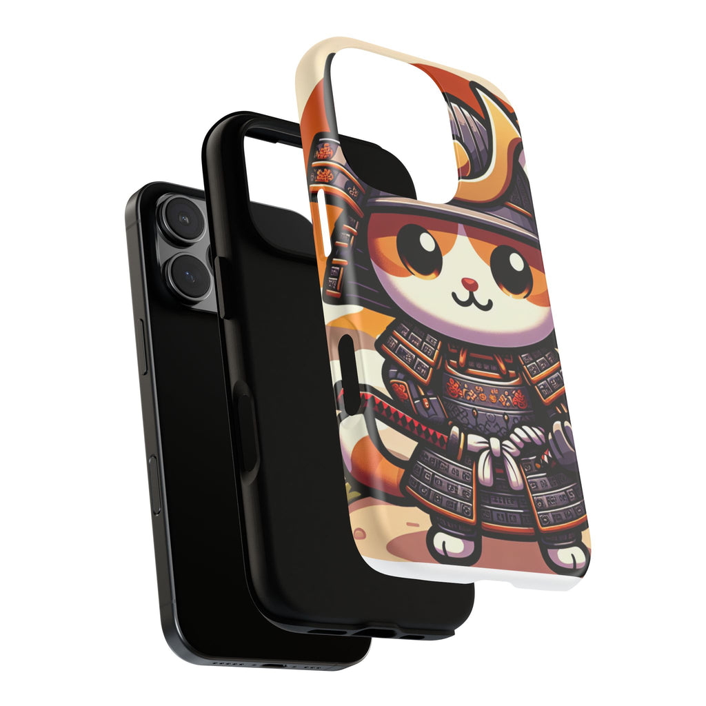 Cute Cat Samurai Phone Case, Kawaii Armor Phone Cover, Unique Pet Gift, Animal Lover Accessory, Fun Tech Protection