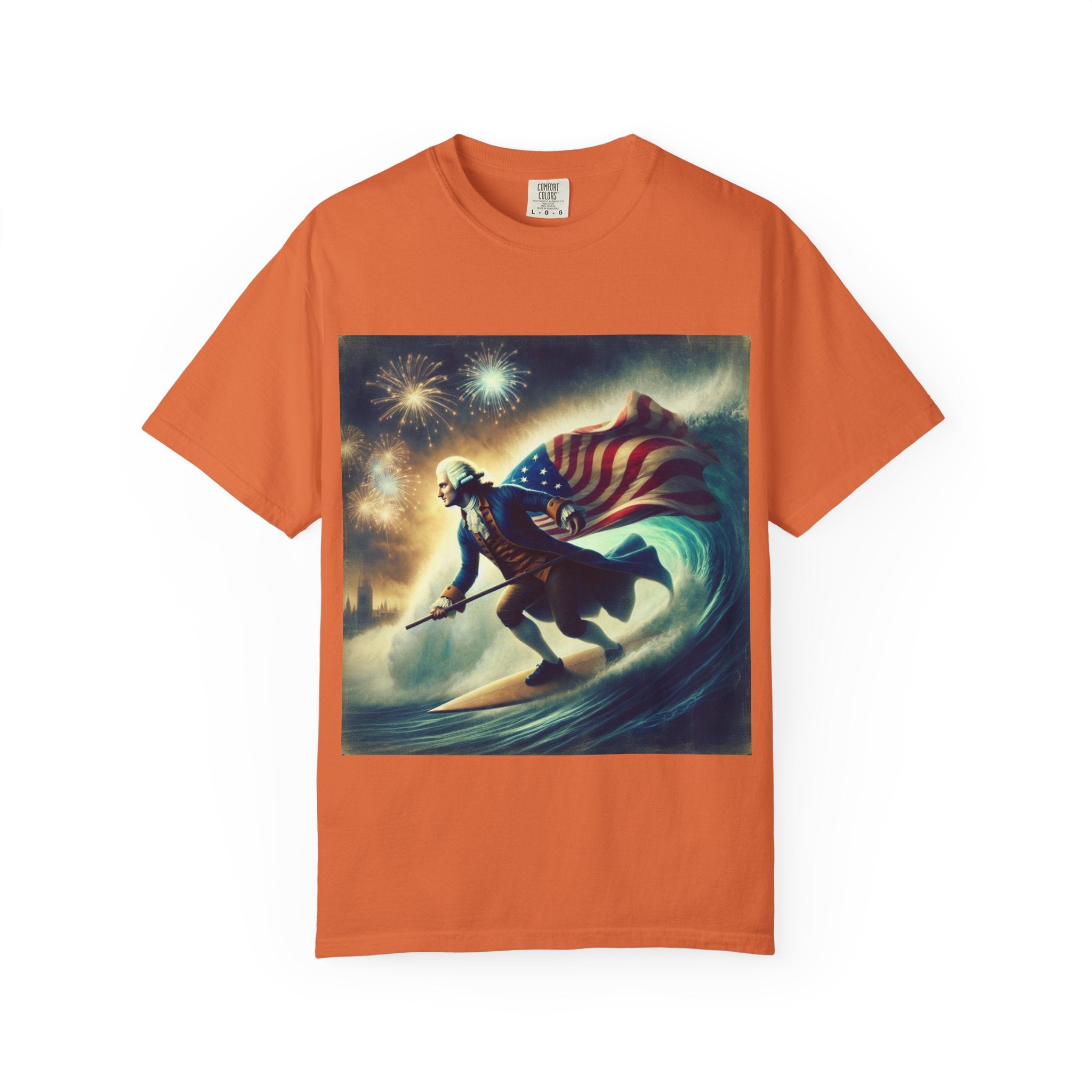 Patriotic Surfing T-Shirt, 4th of July Tee, Unisex Casual Shirt, Gift for Surfers, Independence Day Apparel