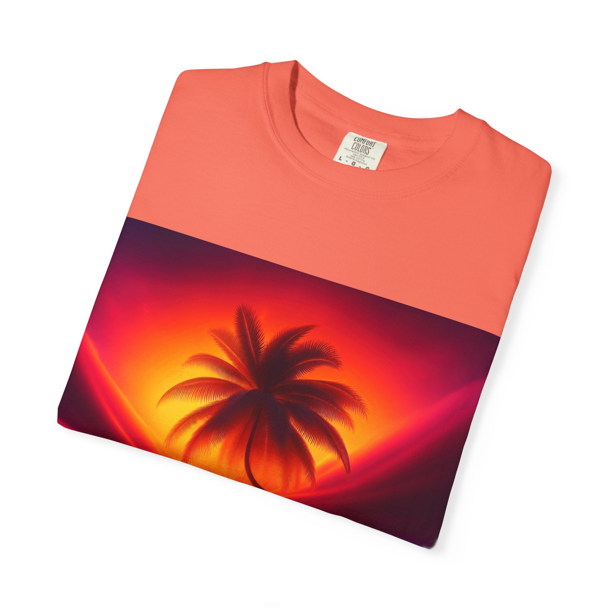 Tropical Sunset T-shirt, Unisex Shirt, Gift for Beach Lovers, Casual Summer Wear, Vacation Tee, Relaxed Fit Top