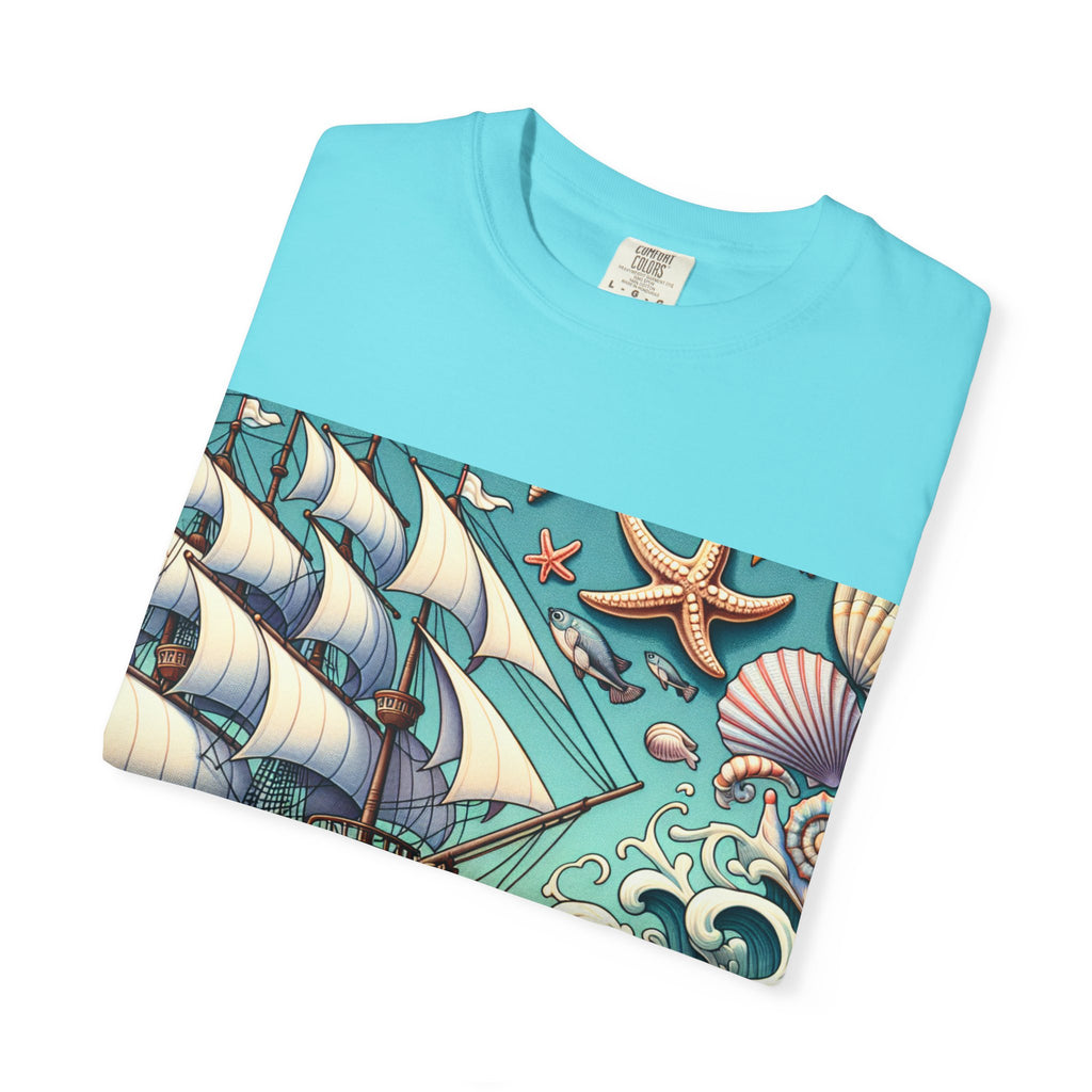 Nautical Adventure T-Shirt - Relaxed Fit, Beach Lover's Gift, Ocean Theme, Vacation Wear, Summer Style, Graphic Tee