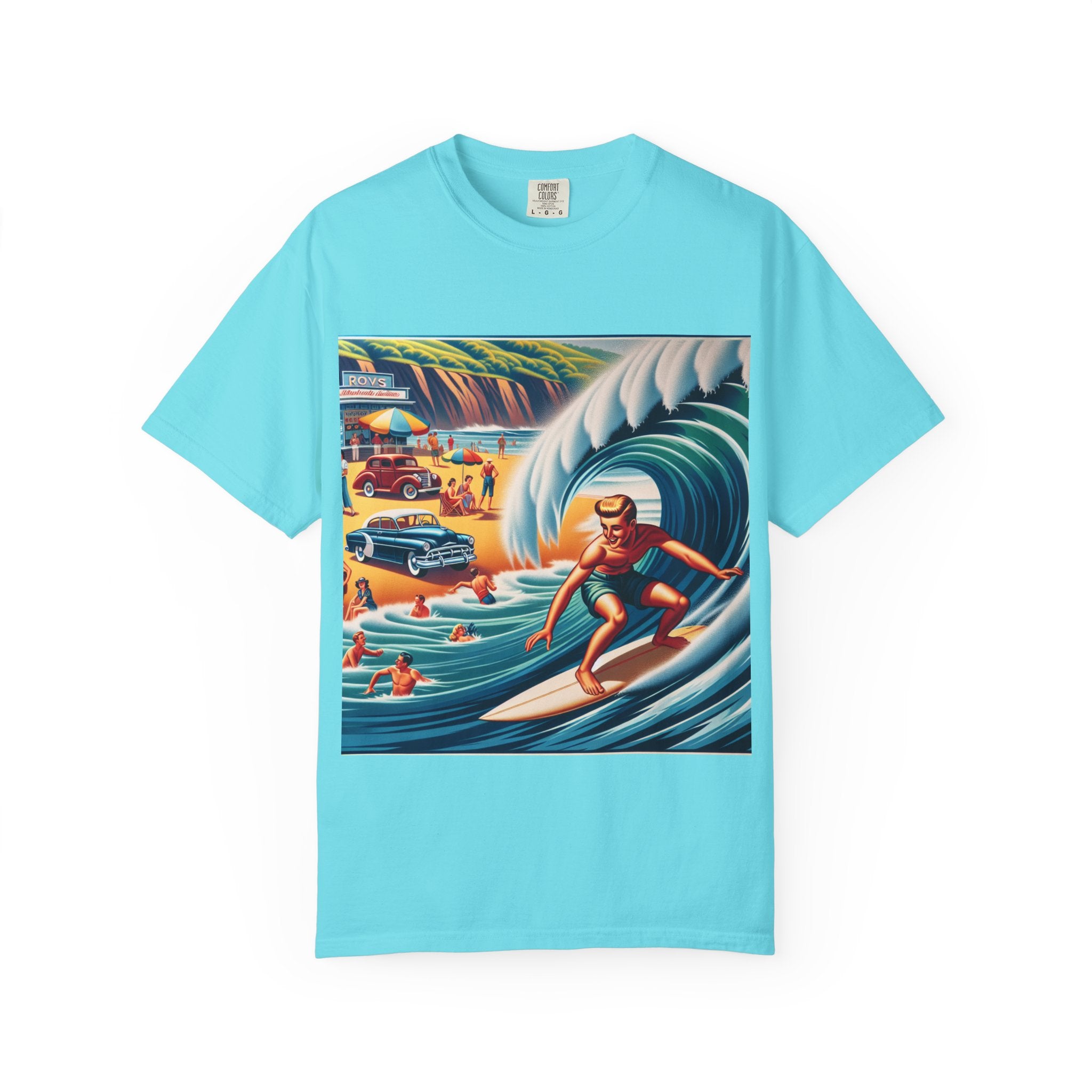 Vintage Surfing T-Shirt, Beach Vibes Tee, Unisex Garment-Dyed Shirt, Summer Apparel, Perfect for Surfers, Surfing Lovers Gift