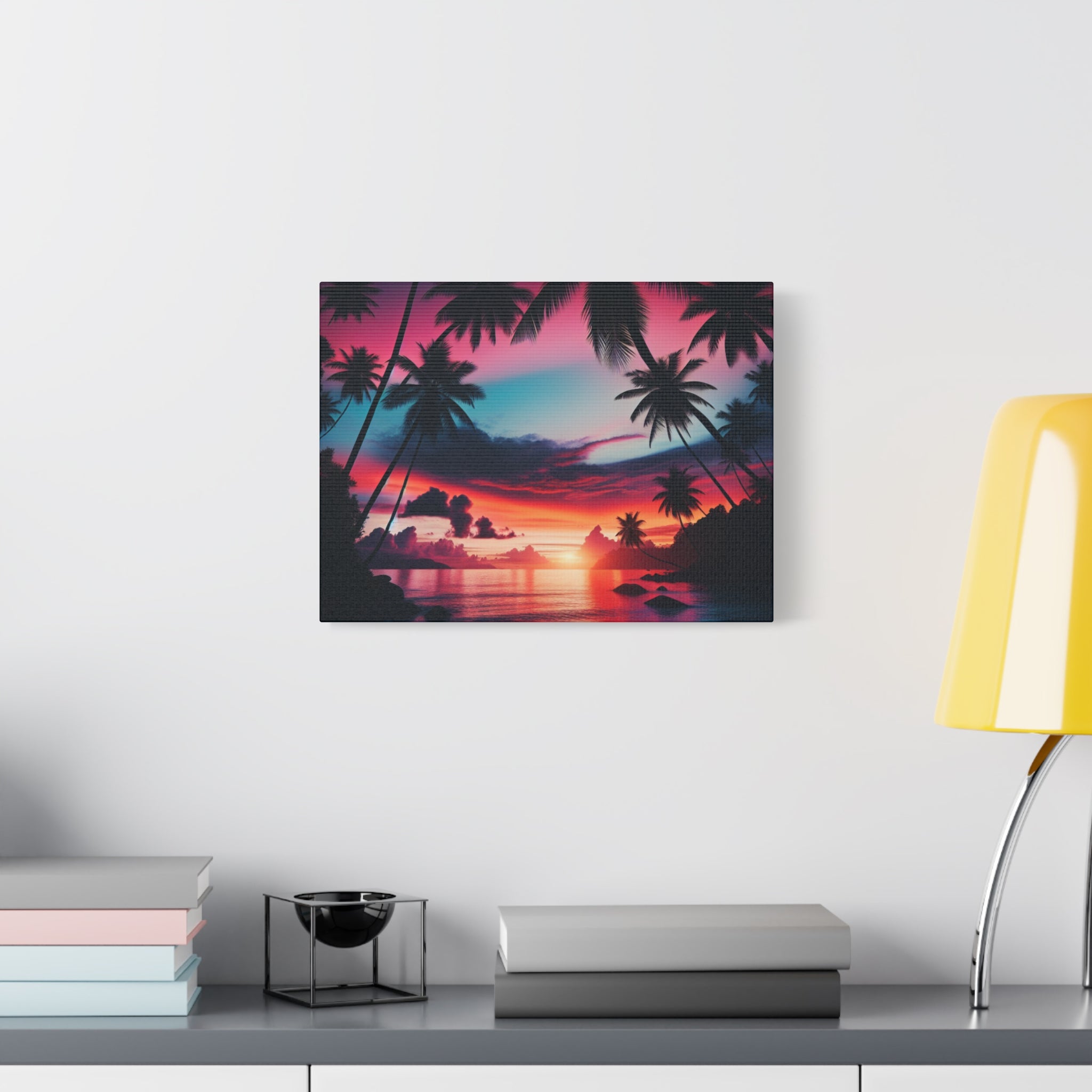 Tropical Sunset Wall Art Canvas, Colorful Beach Decor, Home Decoration, Gift for Art Lovers, Summer Vibe