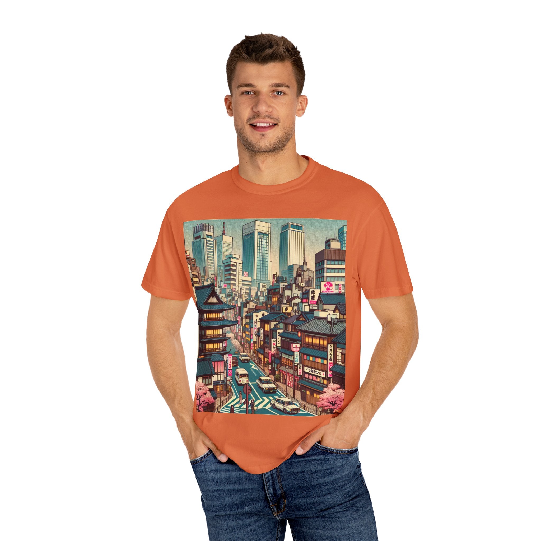 Urban Landscape Graphic T-Shirt | Street Art Tee, Casual Wear, Gift for Travelers, Relaxed Fit, Unique Cityscape Design