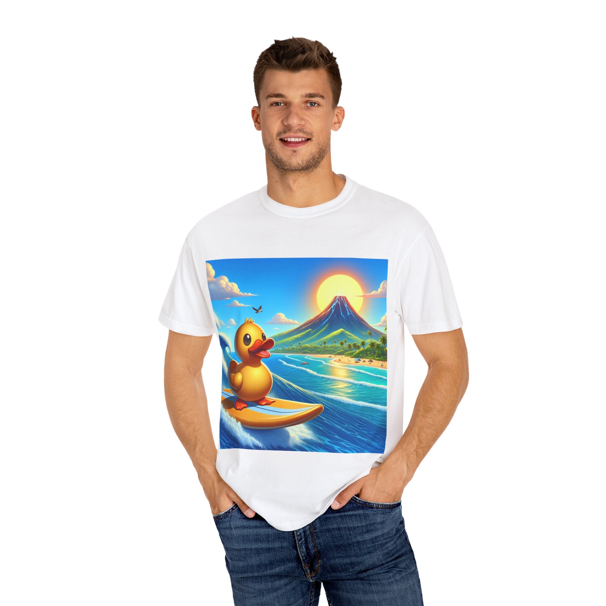 Surfing Duck Unisex Shirt, Fun Graphic Tee, Casual Wear, Summer Vibes, Beach Party T-shirt, Gift for Water Lovers