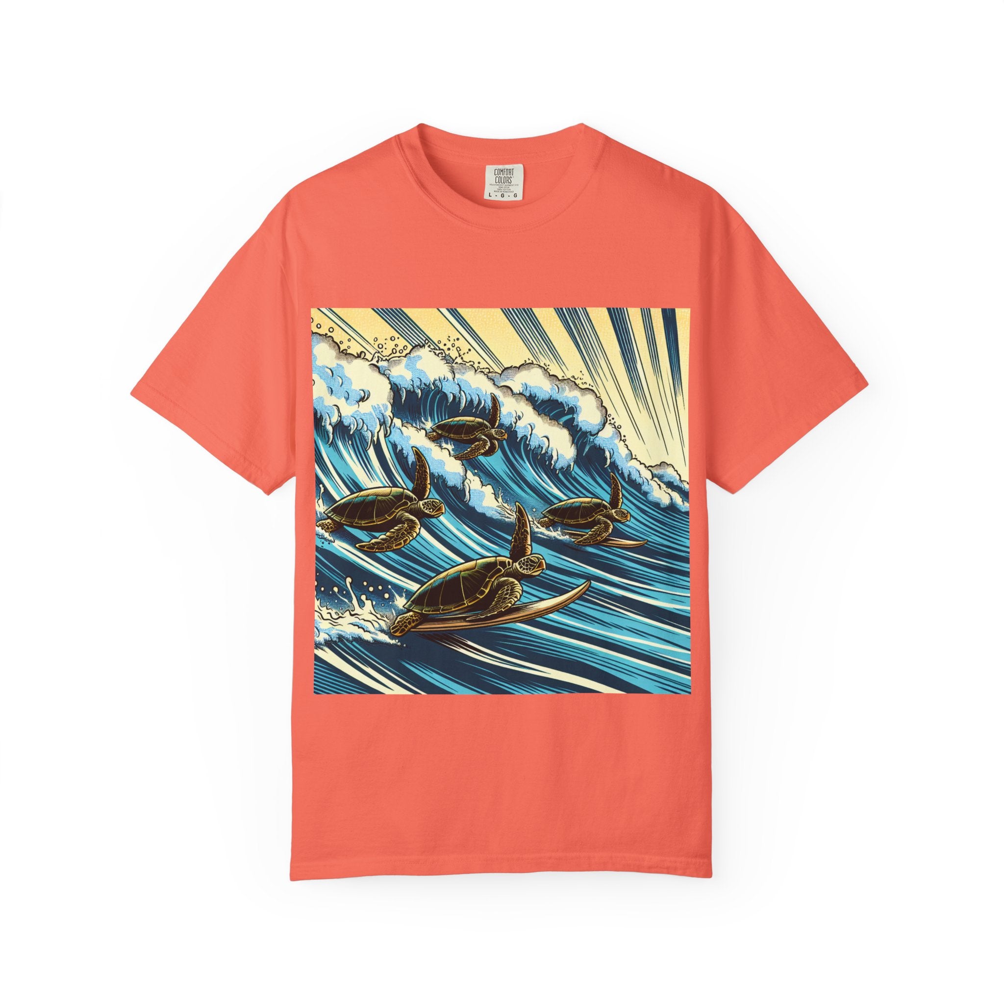 Ocean Wave T-Shirt with Sea Turtles, Eco-Friendly Apparel, Beach Lover Gift, Unisex Casual Wear, Summer Vibes Shirt, Gift for Ocean Lovers