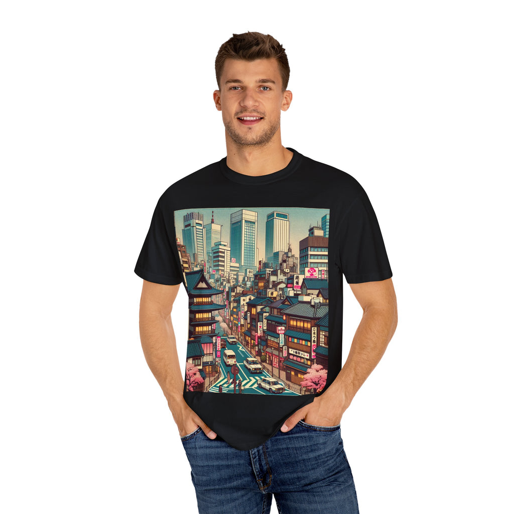 Urban Landscape Graphic T-Shirt | Street Art Tee, Casual Wear, Gift for Travelers, Relaxed Fit, Unique Cityscape Design