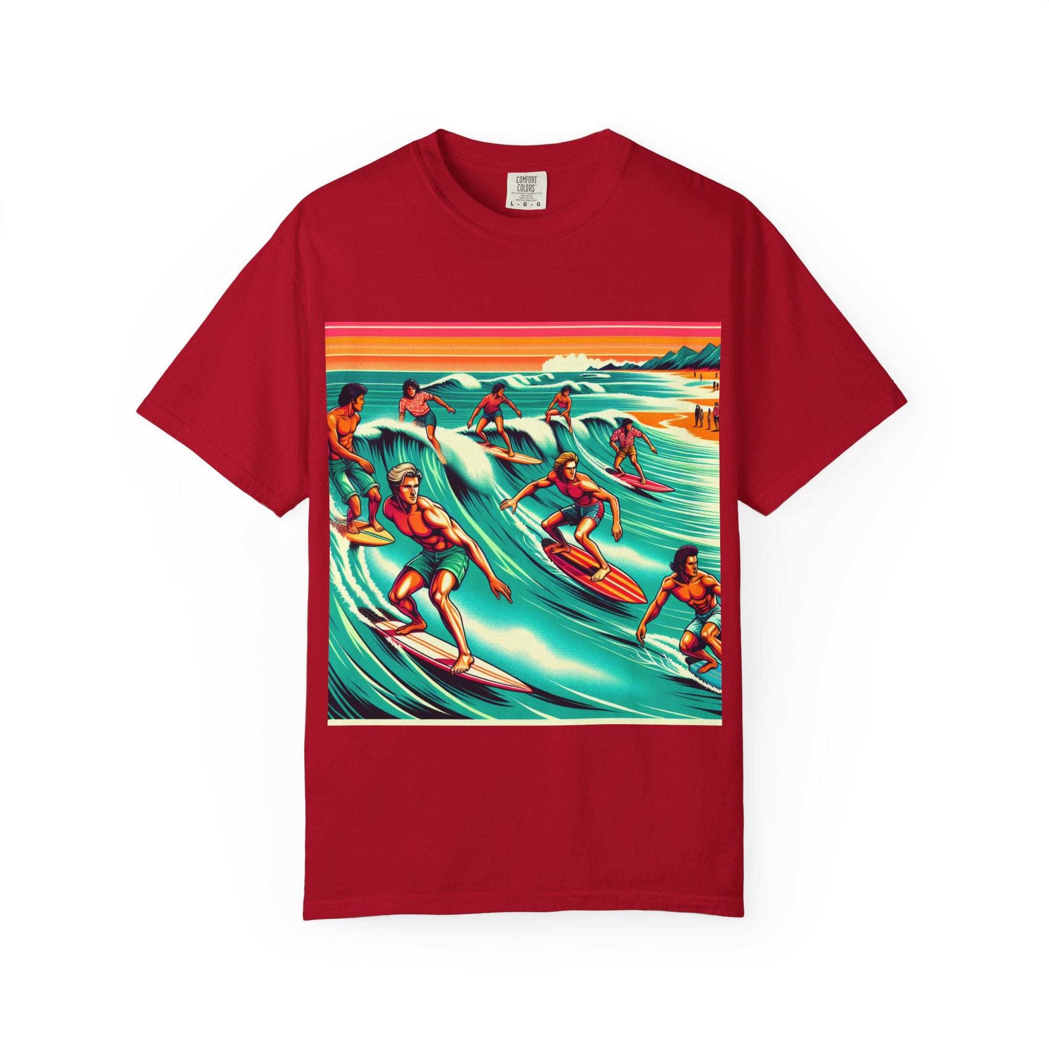 Retro Surfing T-Shirt, Cool Beachwear, Summer Gift, Unisex Casual Tee, Surfer Style Apparel, Vintage Wave Art Shirt