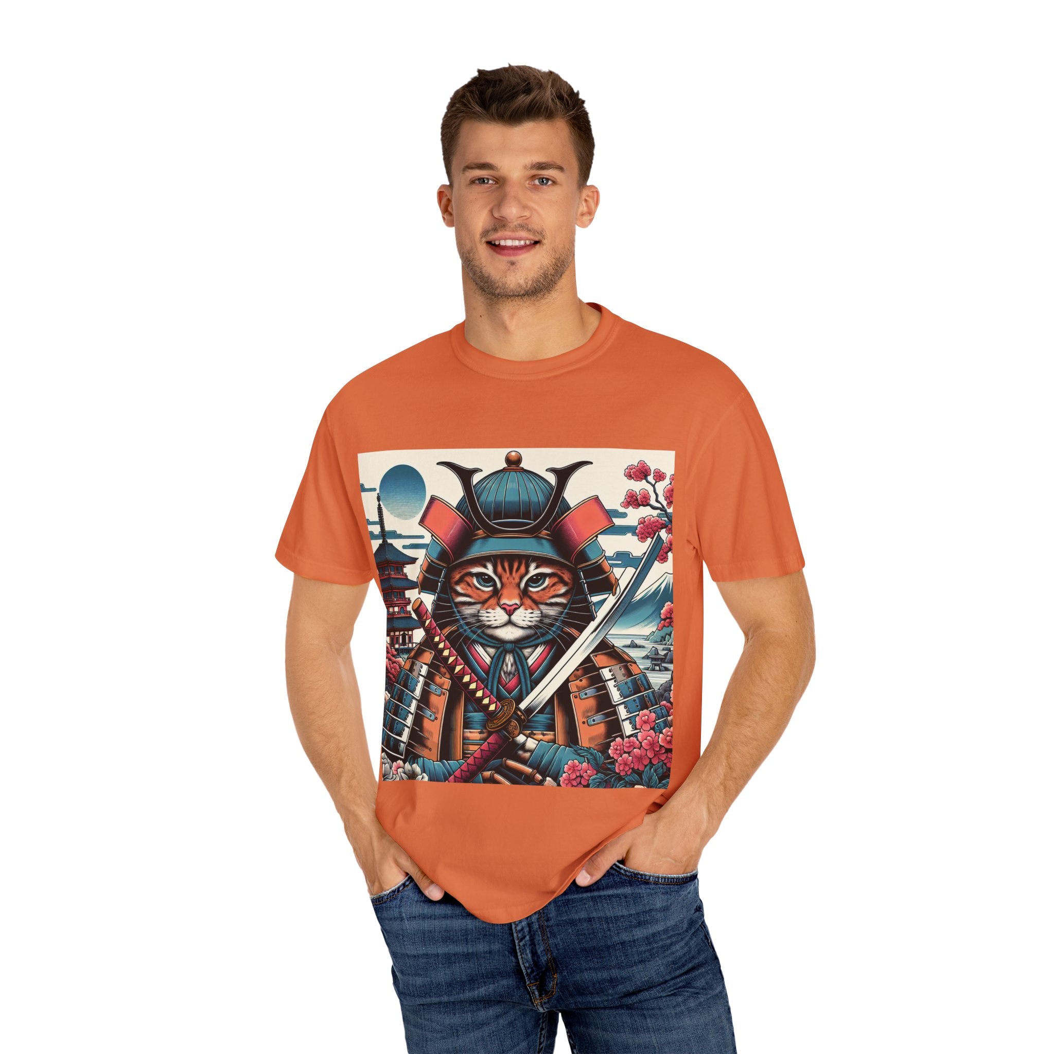 Samurai Tiger T-Shirt, Unisex Graphic Tee with Fierce Cat Design, Perfect Gift for Cat Lovers, Cool Anime Style, Unique Casual Wear