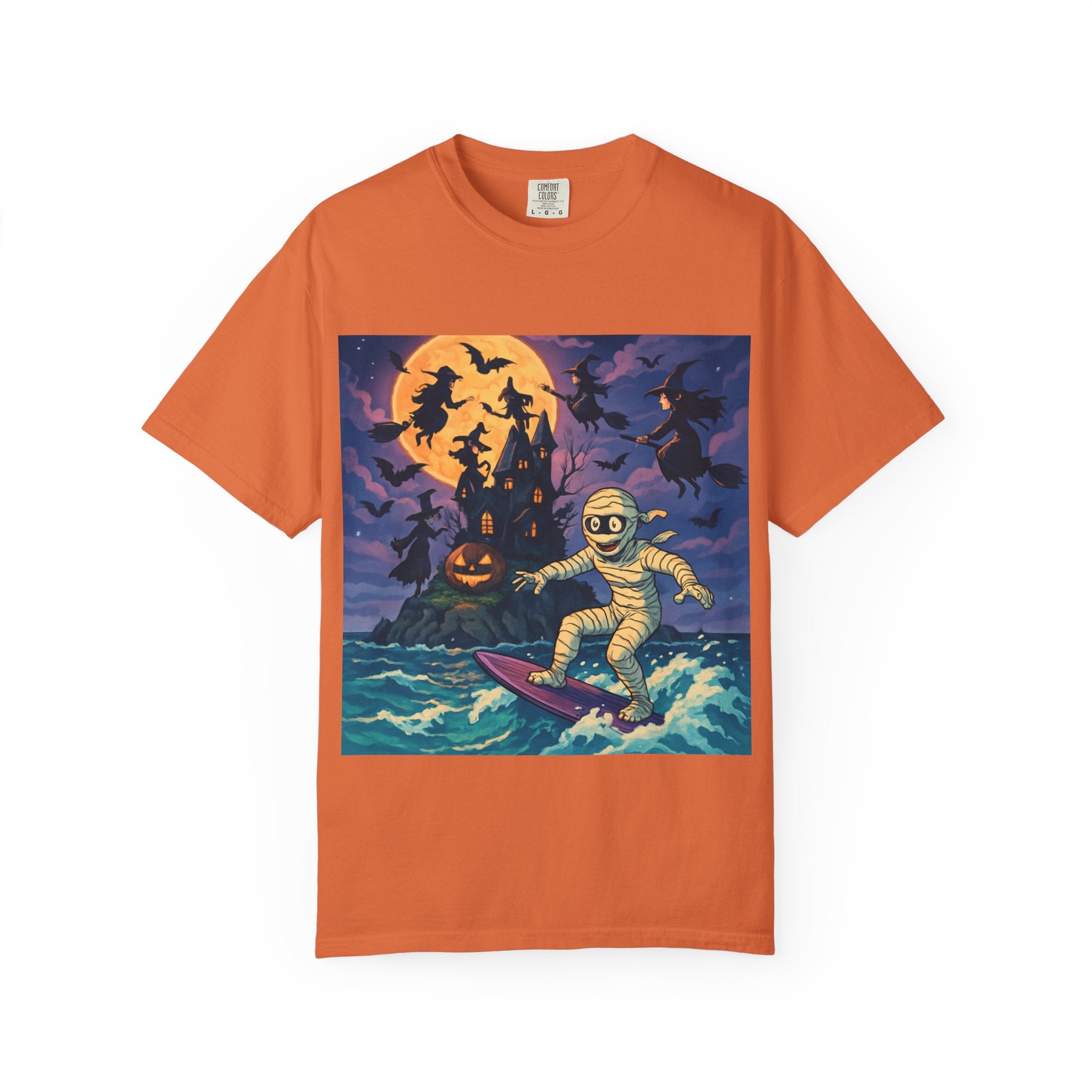Surfer Moonlight T-Shirt - Garment-Dyed Unisex Tee, Beach Vibes, Summer Essentials, Retro Art, Gift for Surfers