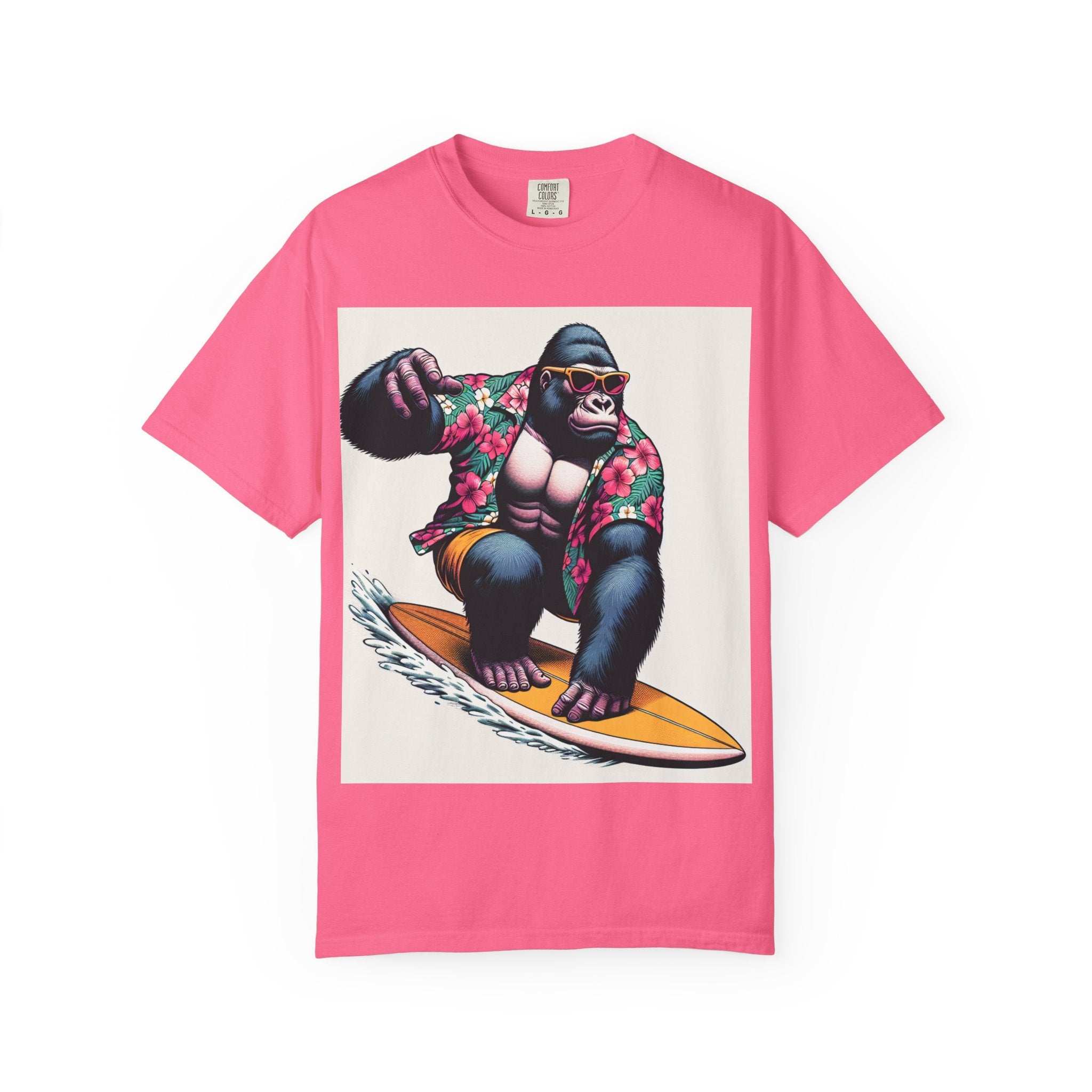 Surfing Gorilla T-Shirt, Casual Beachwear, Summer Gift, Graphic Tee, Unisex T-Shirt, Fun Vacation Apparel