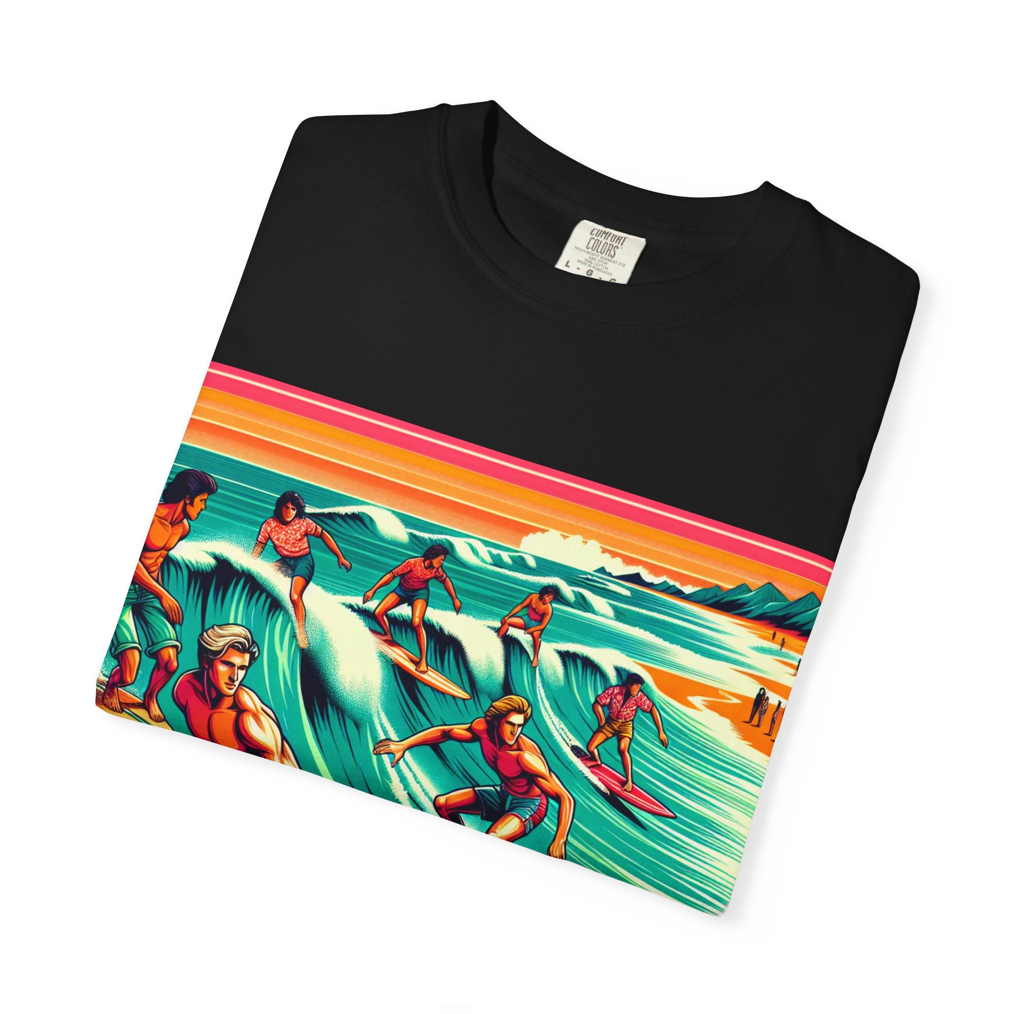 Retro Surfing T-Shirt, Cool Beachwear, Summer Gift, Unisex Casual Tee, Surfer Style Apparel, Vintage Wave Art Shirt