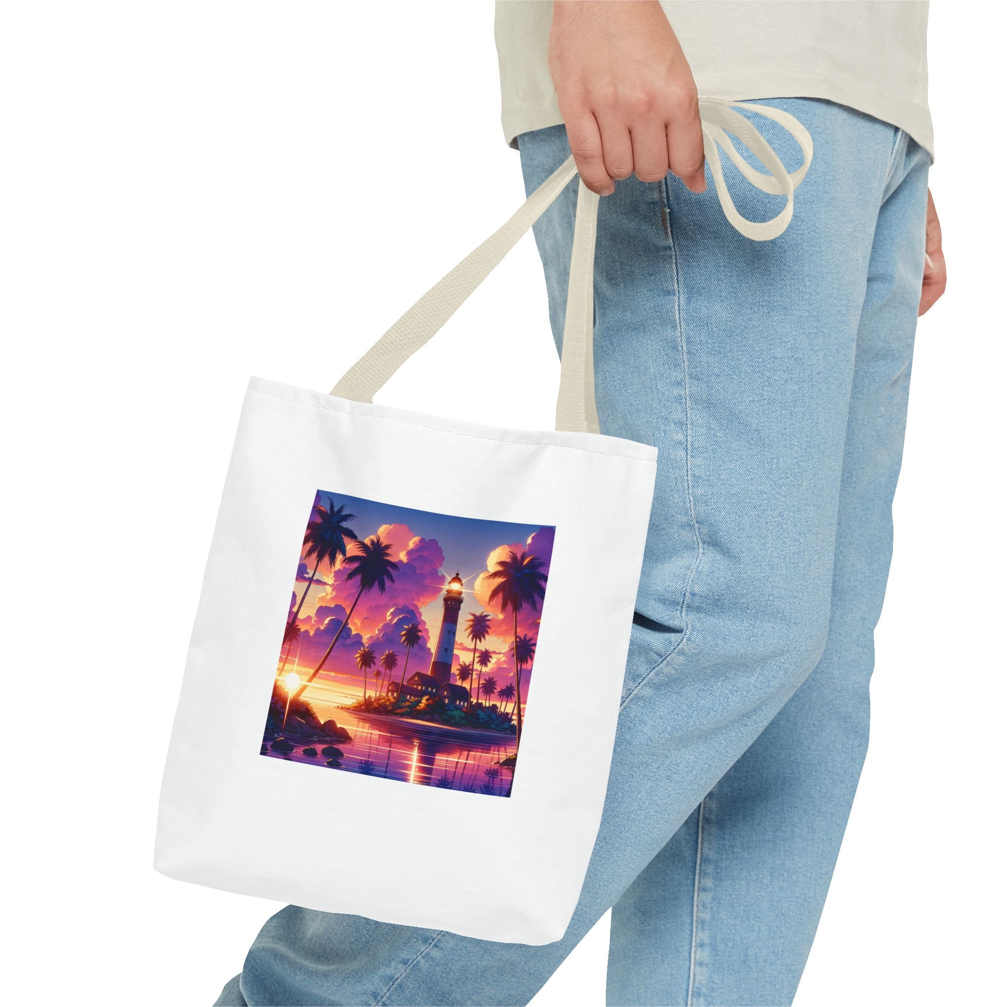 Tote Bag with Lighthouse Design | Beach Bag, Travel Tote, Vacation Accessory, Gift for Ocean Lovers, Summer Tote