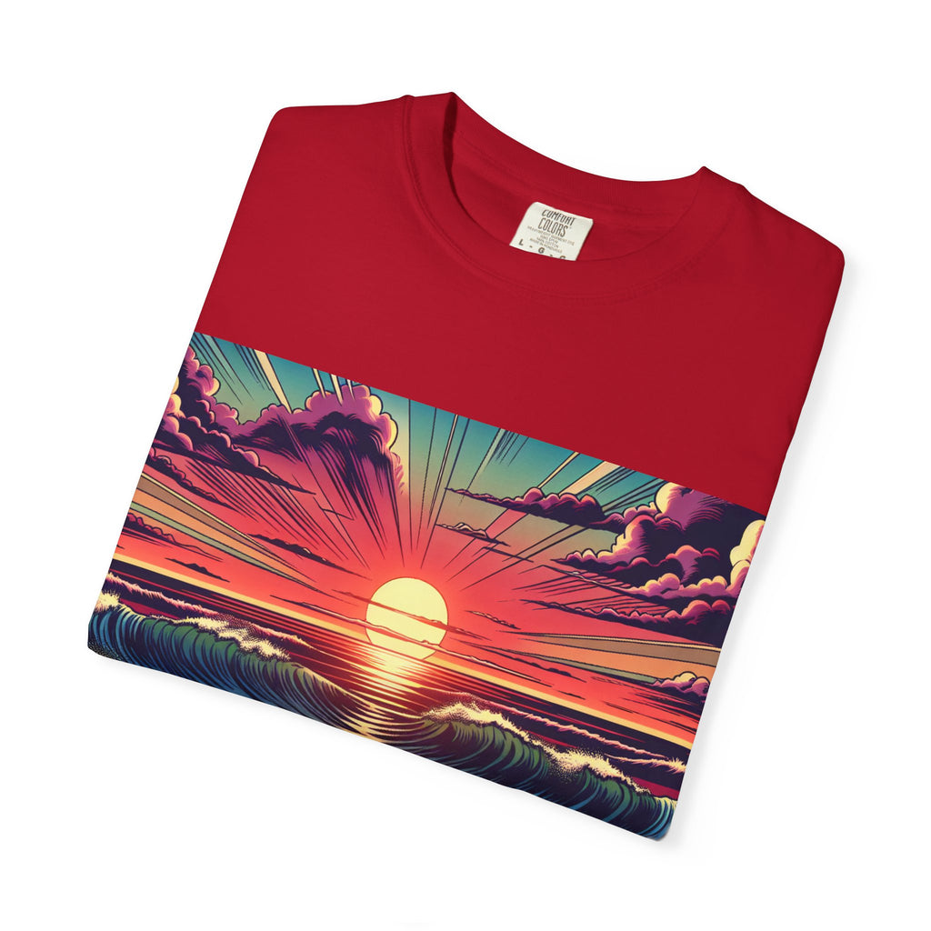 Sunset Waves Unisex T-Shirt | Beach Vibes, Summer Apparel, Ocean Lover Gift, Casual Wear, Graphic Tee