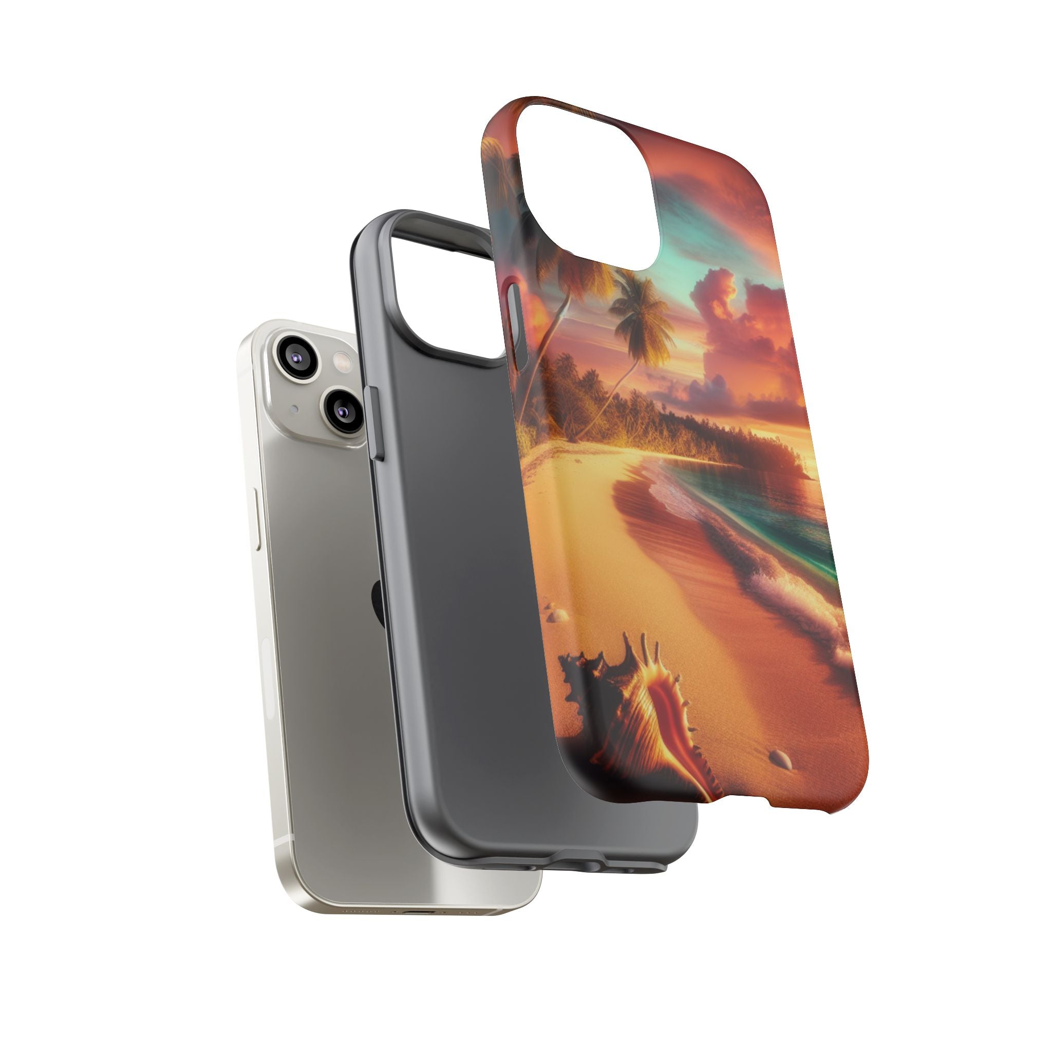Tough Cases Beach Sunset Phone Case, Tropical Vibe, Gift for Vacation Lovers, Summer Accessory, Shell Design Decor