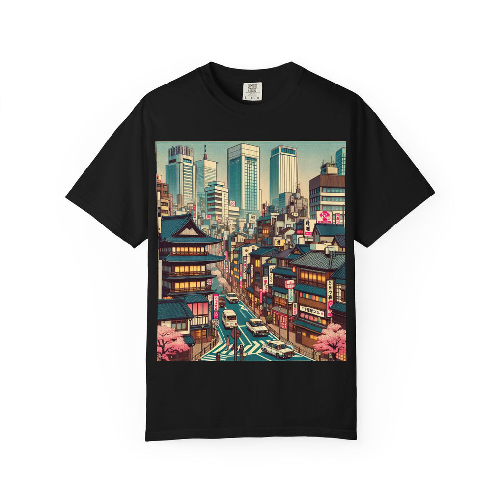 Urban Landscape Graphic T-Shirt | Street Art Tee, Casual Wear, Gift for Travelers, Relaxed Fit, Unique Cityscape Design