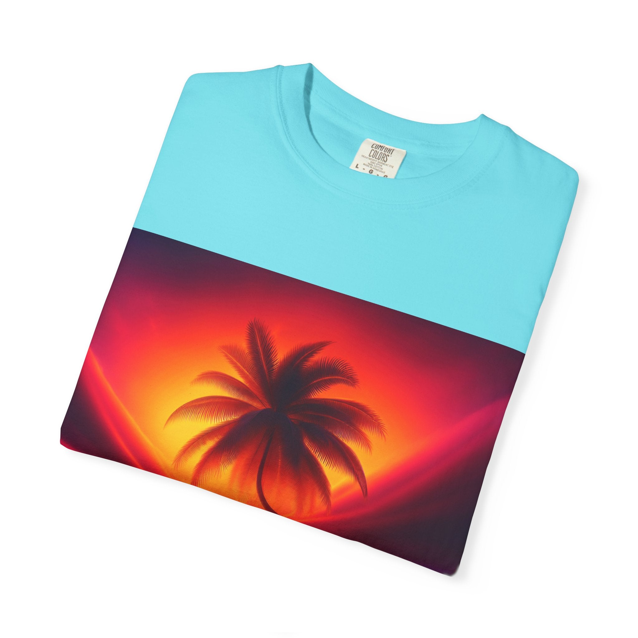 Tropical Sunset T-shirt, Unisex Shirt, Gift for Beach Lovers, Casual Summer Wear, Vacation Tee, Relaxed Fit Top