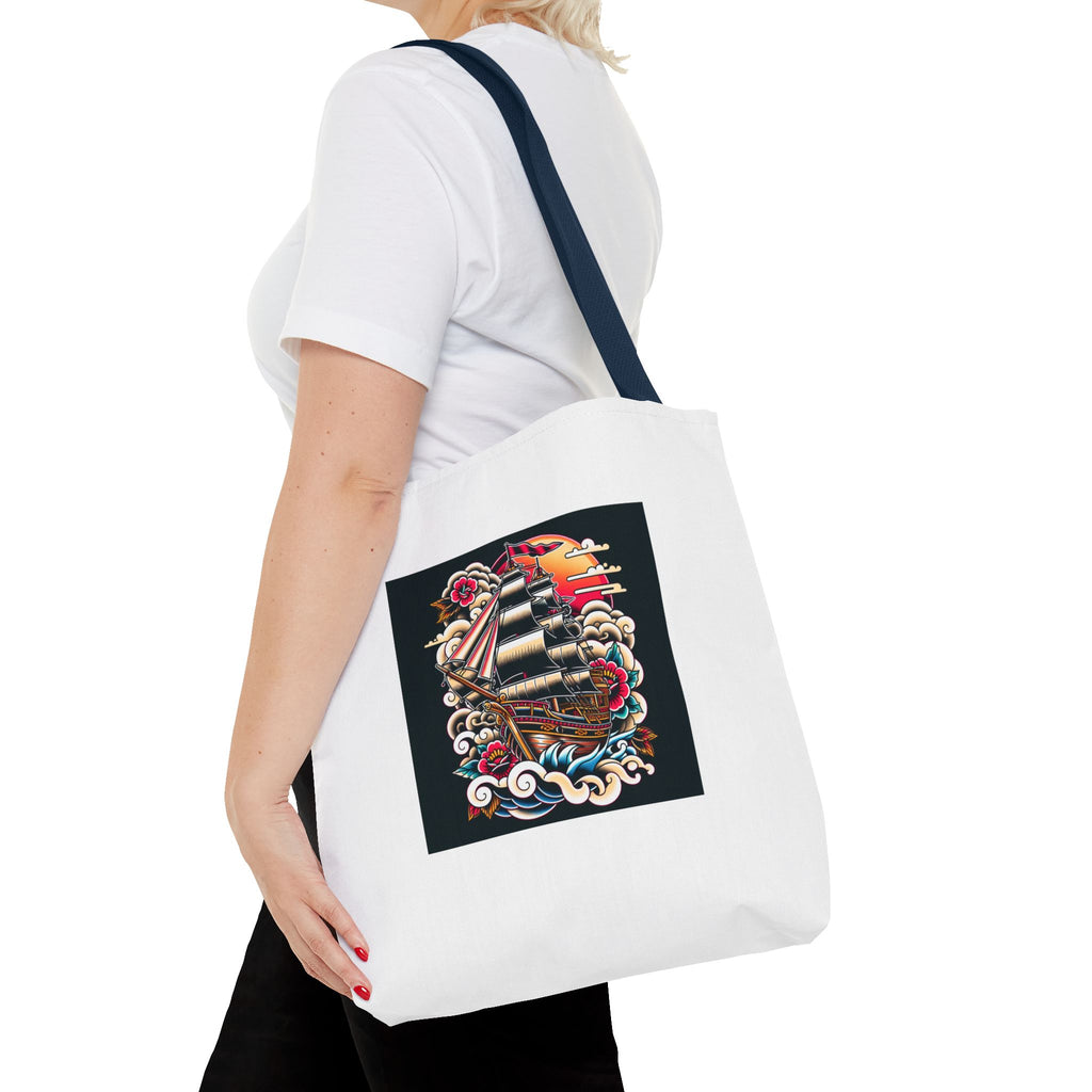 Pirate Ship Tote Bag, Nautical Tote for Adventurers, Eco-Friendly Shopper, Unique Gift for Travelers, Stylish Beach Bag