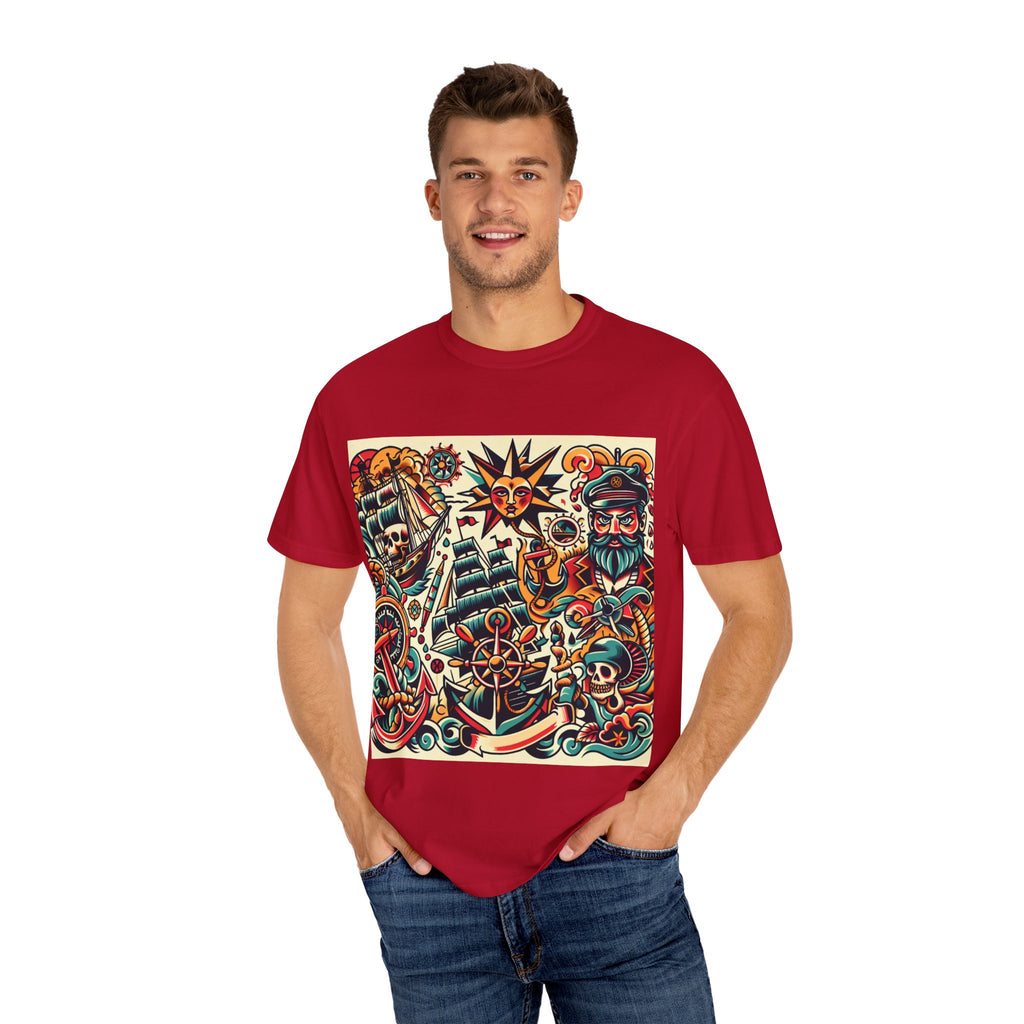 Nautical Adventure T-Shirt | Pirate Art Tee, Unisex Graphic Shirt, Summer Casual Wear, Gift for Sailors, Bold Streetwear