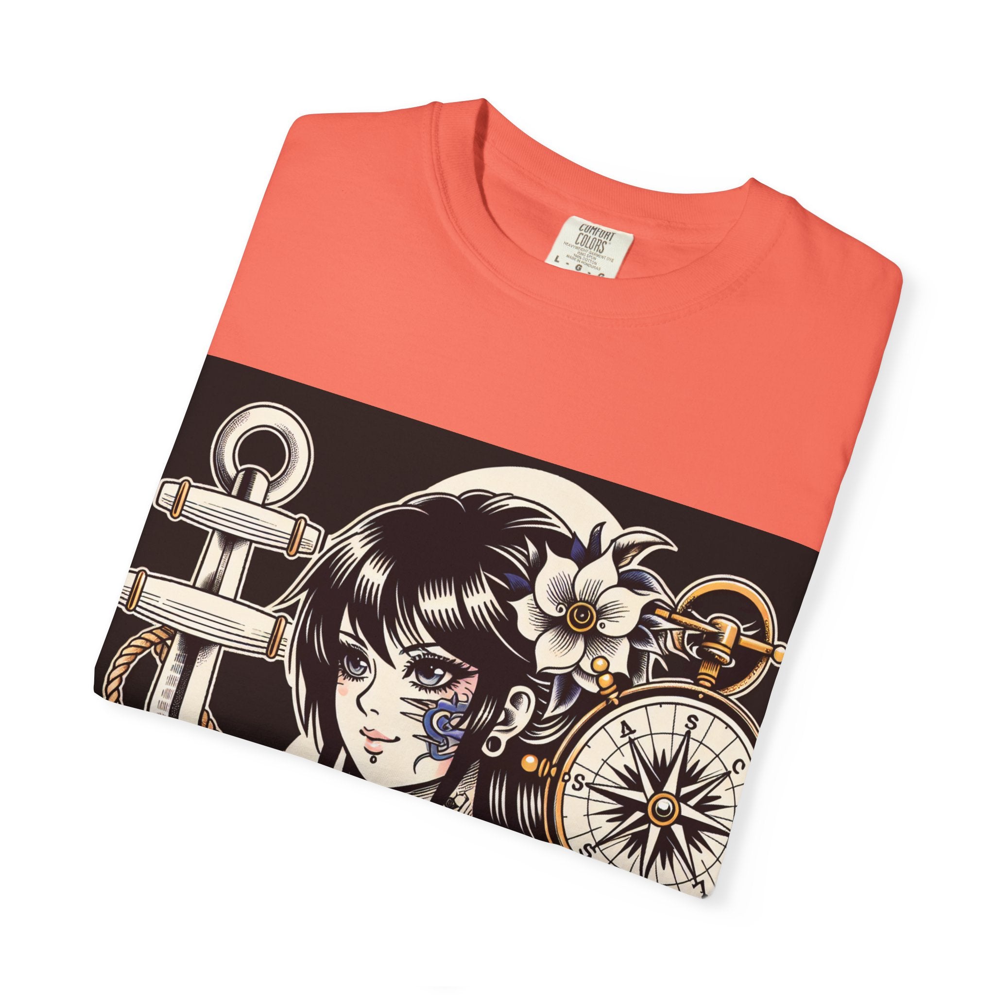 Stylish Unisex Garment-Dyed T-Shirt with Retro Floral Design, Graphic Tee for Festivals, Casual Wear, Gift for Art Lovers, Streetwear