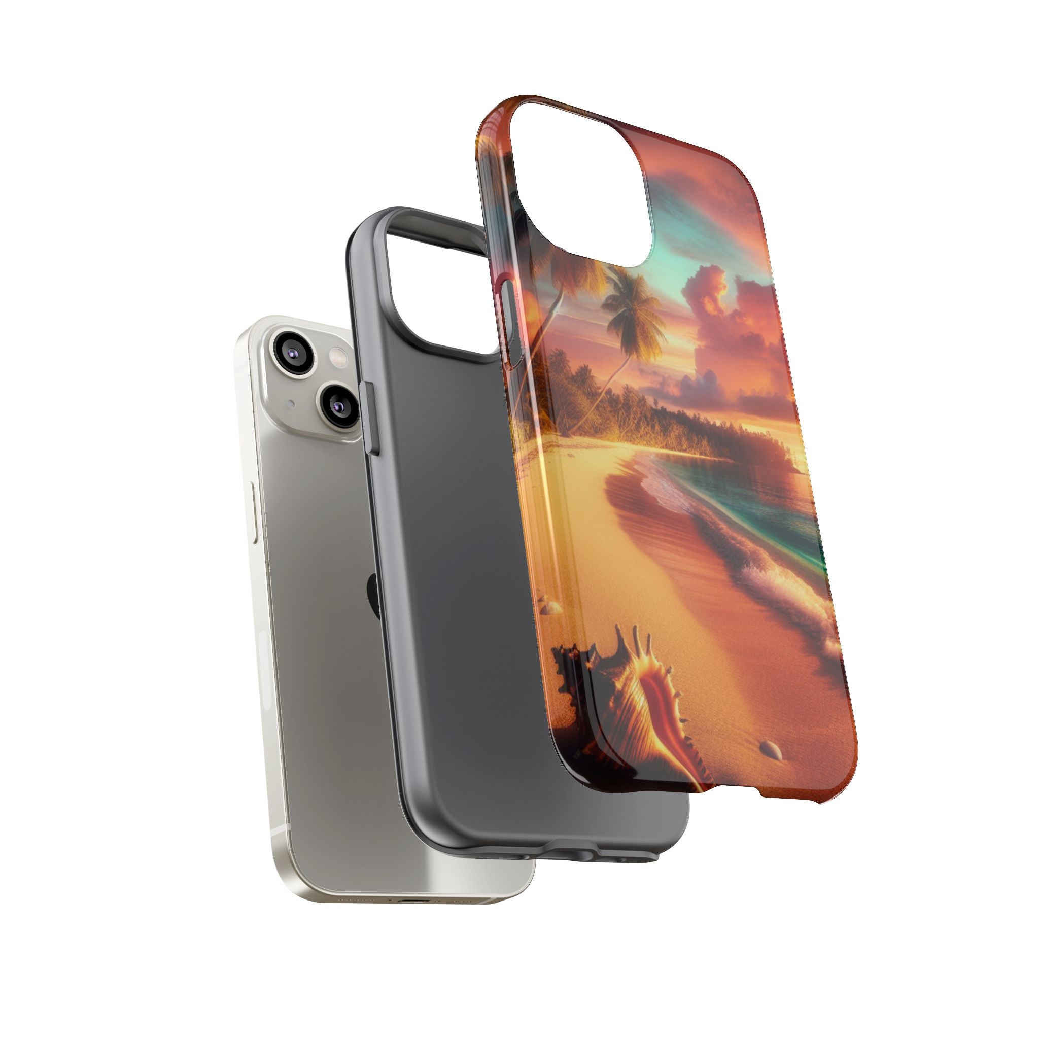 Tough Cases Beach Sunset Phone Case, Tropical Vibe, Gift for Vacation Lovers, Summer Accessory, Shell Design Decor