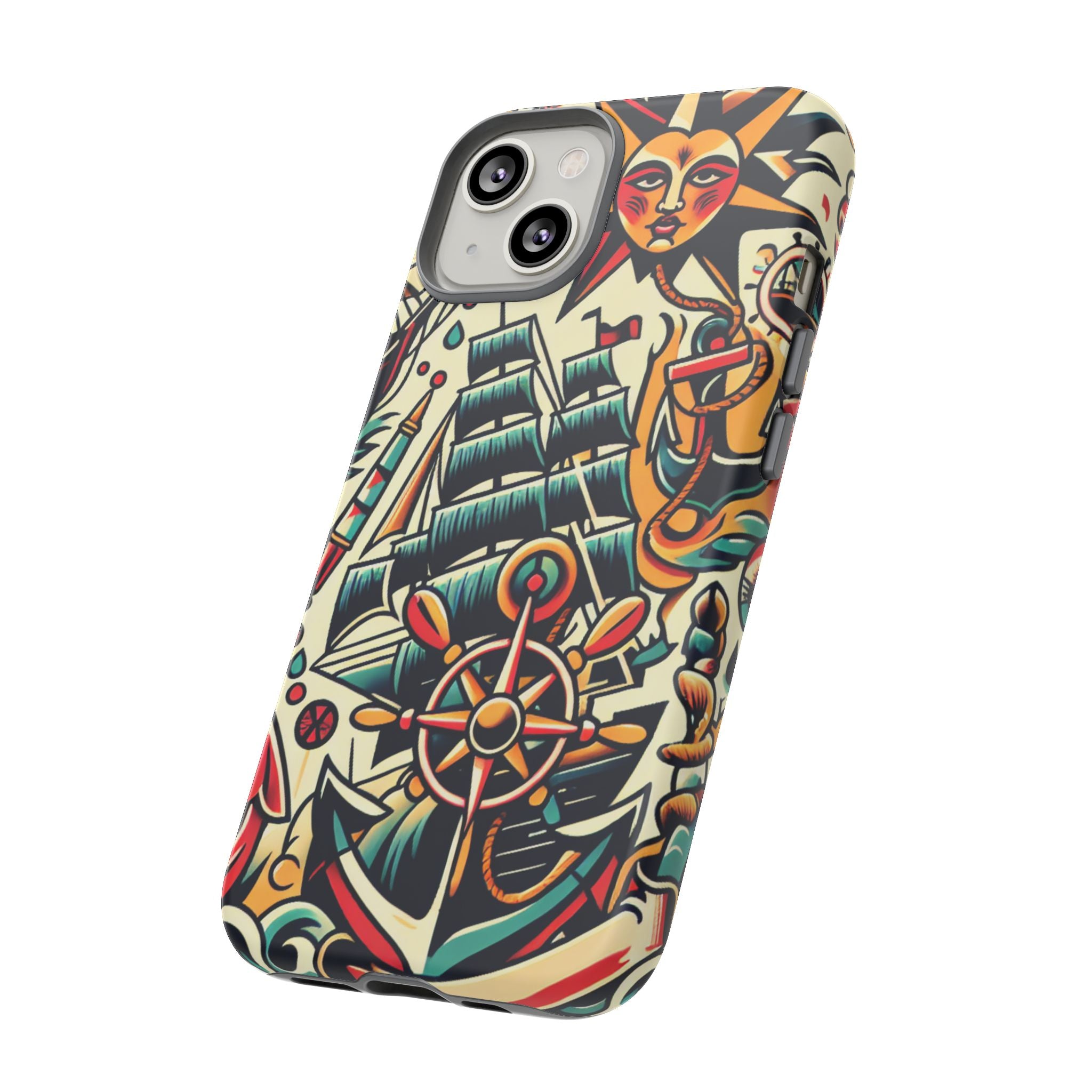 Tattoo-Inspired Phone Case - Nautical Adventure Design, Unique Gift, Sailor Style, Sea Lover Accessory, Artistic Protection