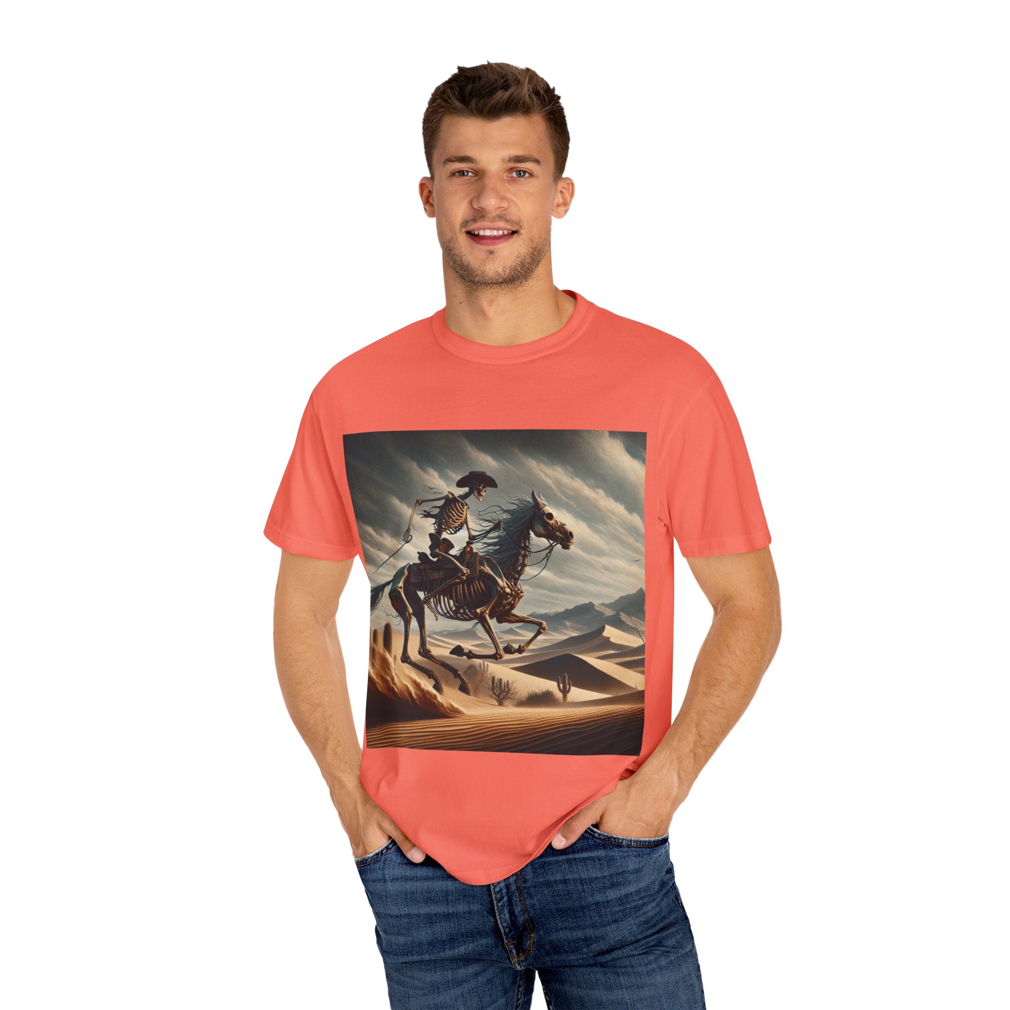 Skeleton Horse Rider T-Shirt, Unisex Graphic Tee for Halloween, Gift for Animal Lovers, Casual Wear, Vintage Style Apparel