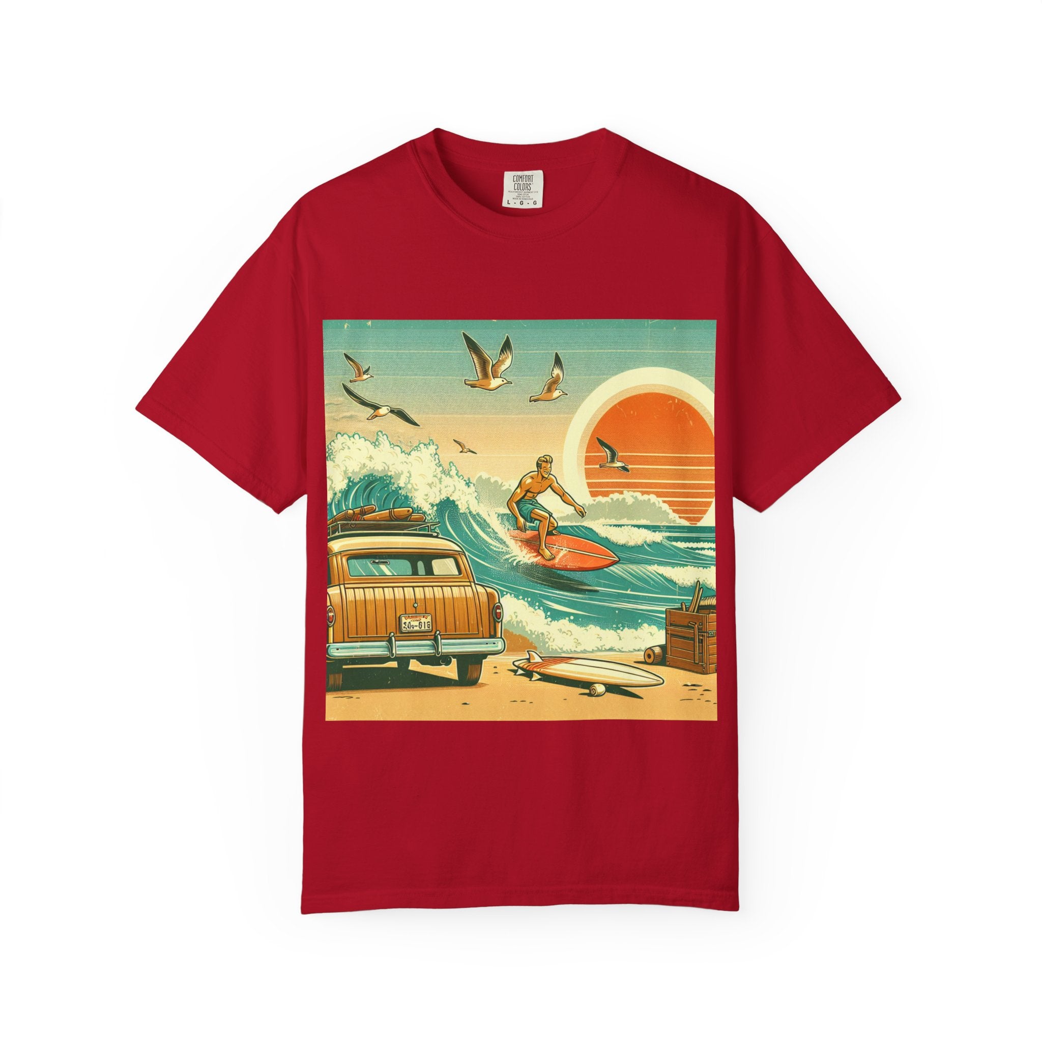 Retro Surf Adventure T-shirt, Vintage Beach Tee, Summer Vibes Shirt, Graphic Surfing Apparel, Gift for Beach Lovers