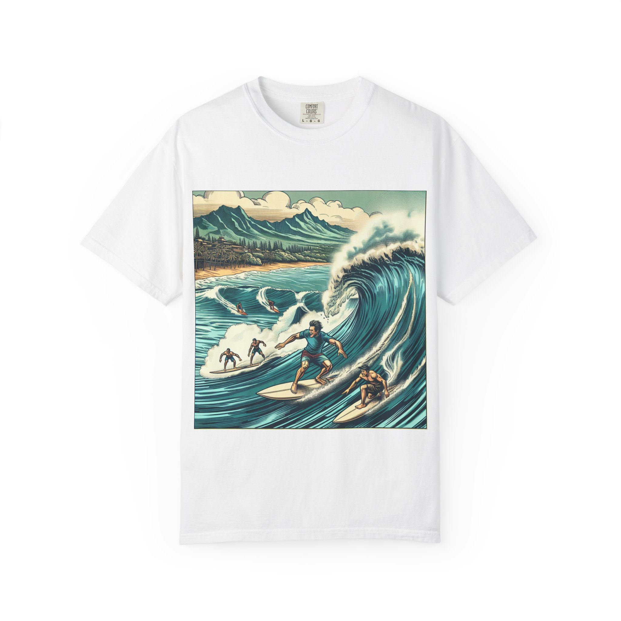 Surfing Waves T-Shirt, Relaxed Summer Style, Beach Lovers Gift, Unisex Tee, Vintage Surf Art, Summer Fun Apparel