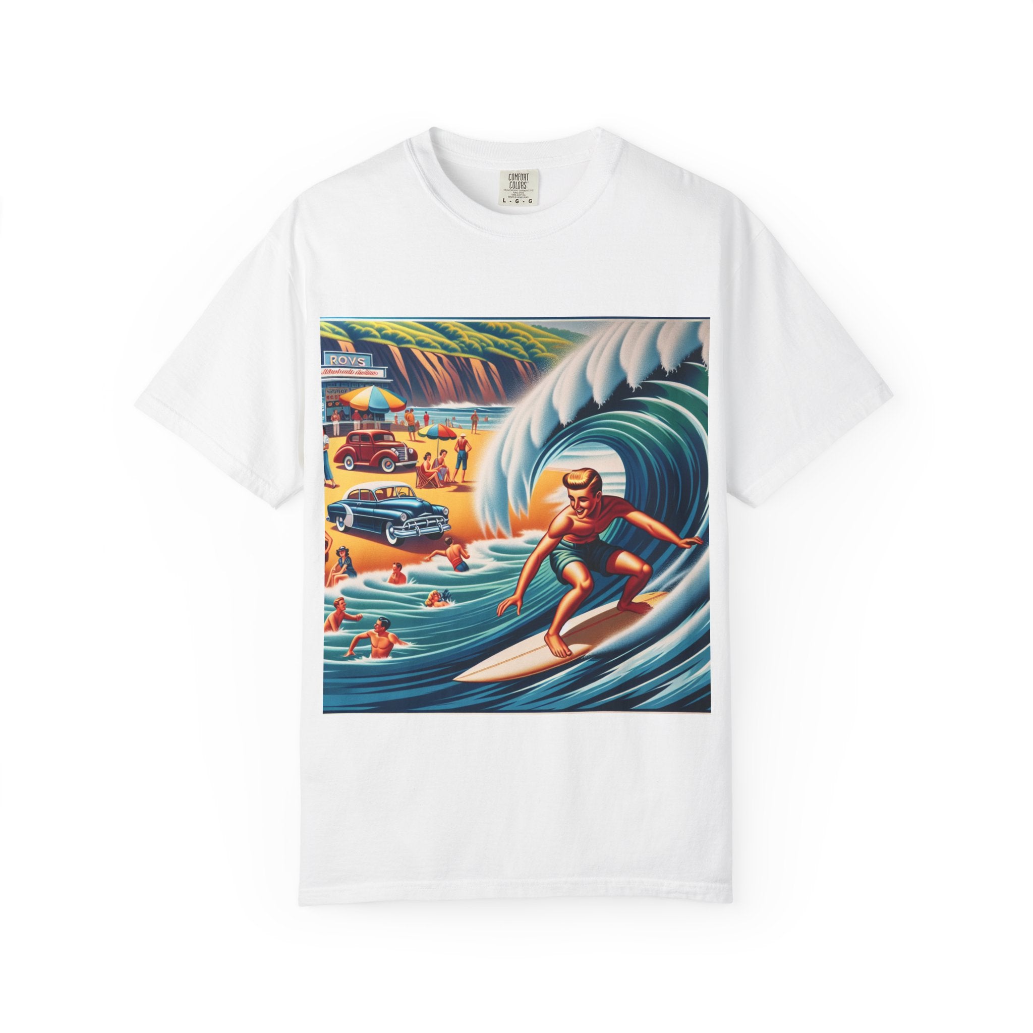 Vintage Surfing T-Shirt, Beach Vibes Tee, Unisex Garment-Dyed Shirt, Summer Apparel, Perfect for Surfers, Surfing Lovers Gift