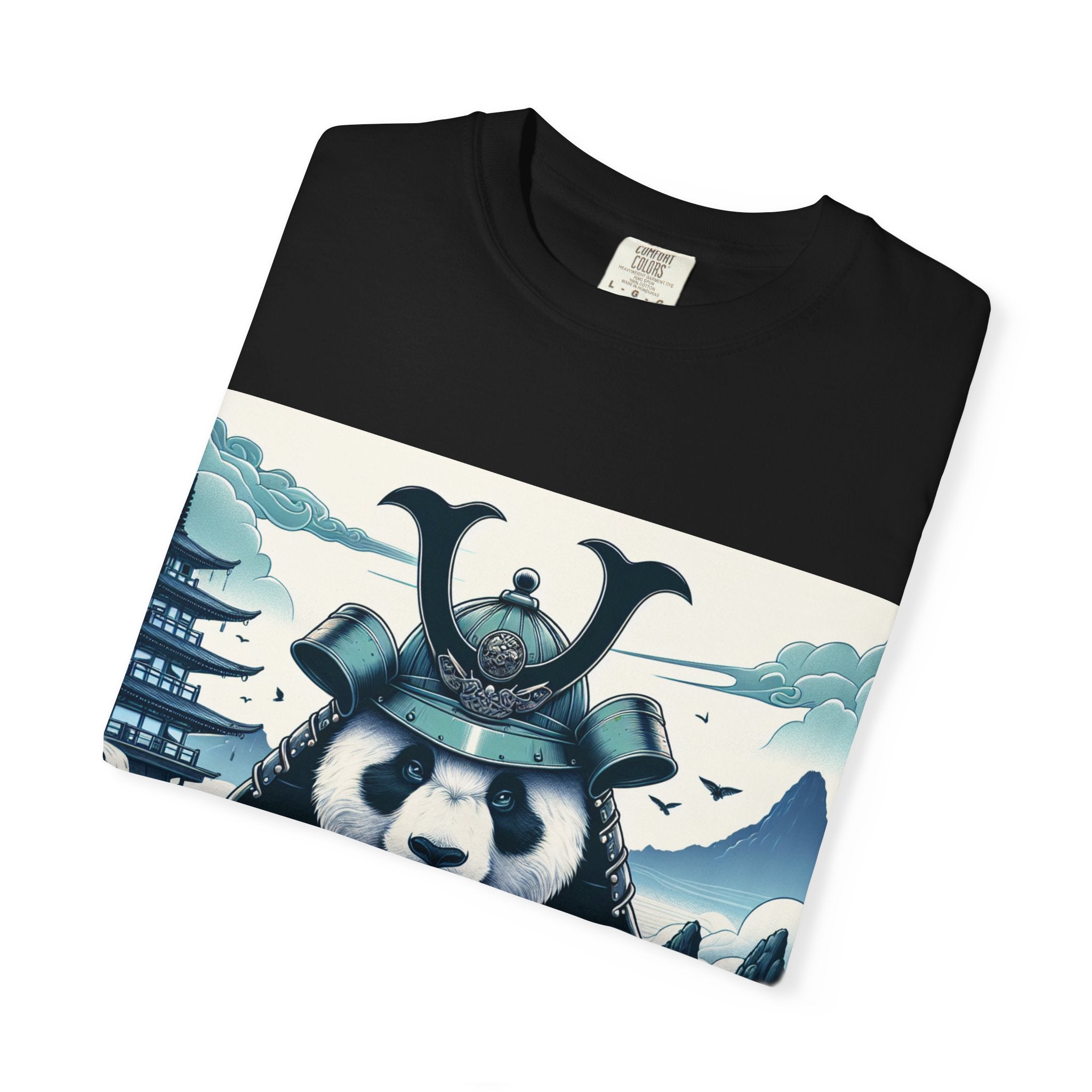 Samurai Panda T-Shirt - Unique Garment-Dyed Tee for Animal Lovers, Anime Fans, Gifts, Casual Wear, Birthday Celebrations