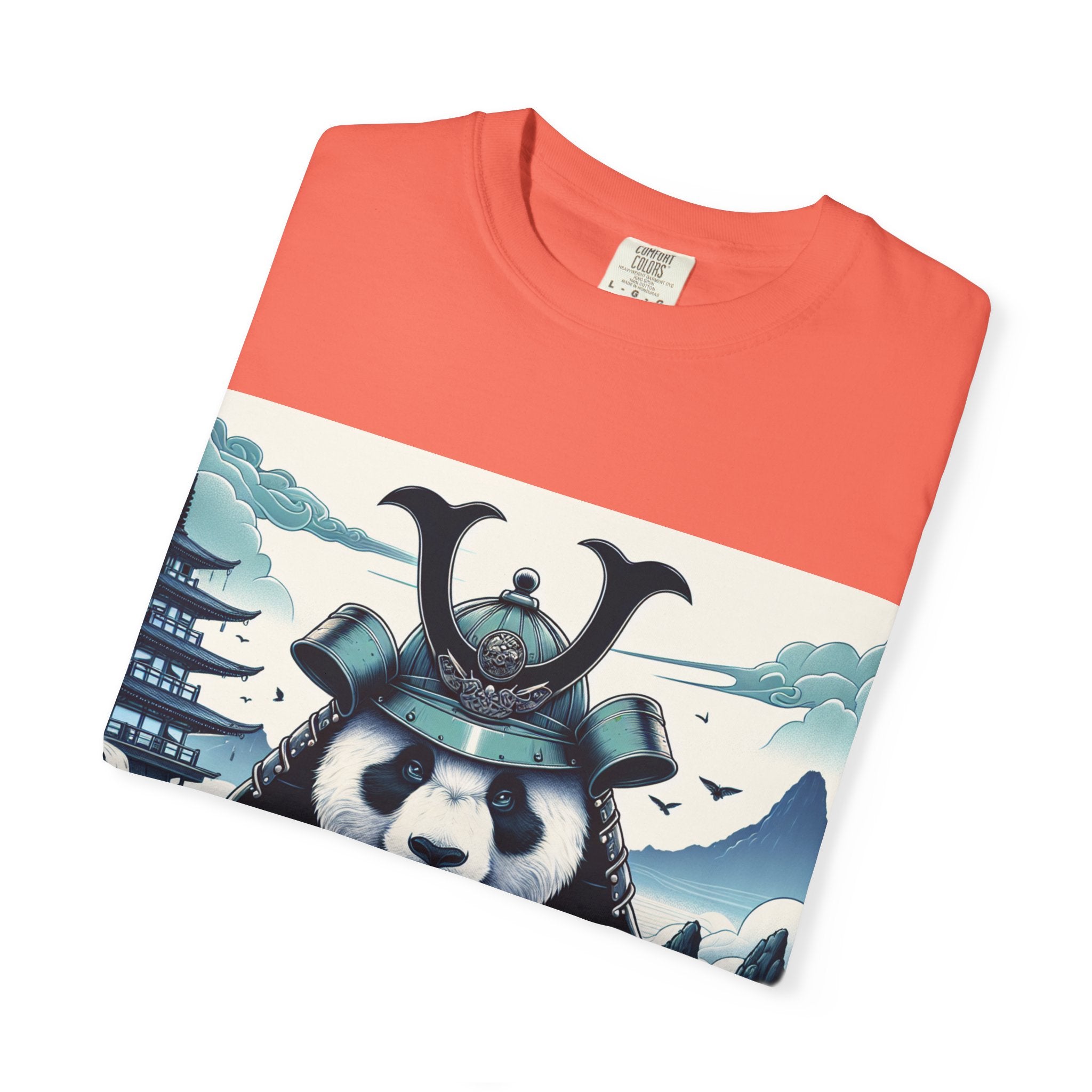 Samurai Panda T-Shirt - Unique Garment-Dyed Tee for Animal Lovers, Anime Fans, Gifts, Casual Wear, Birthday Celebrations