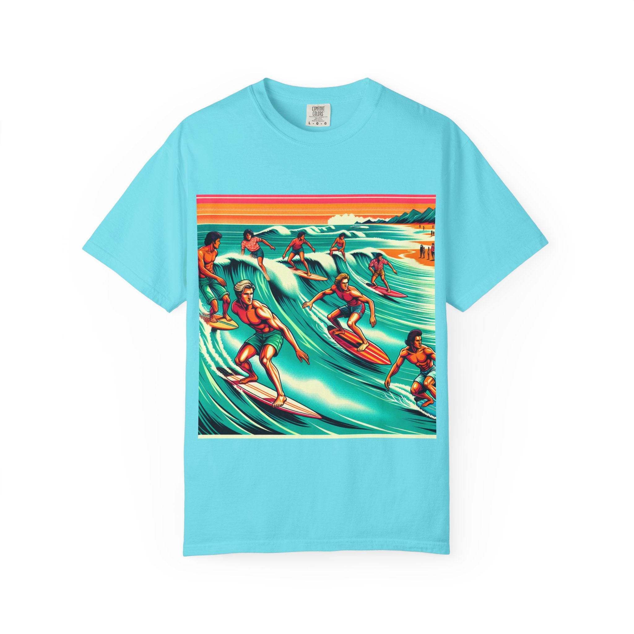 Retro Surfing T-Shirt, Cool Beachwear, Summer Gift, Unisex Casual Tee, Surfer Style Apparel, Vintage Wave Art Shirt
