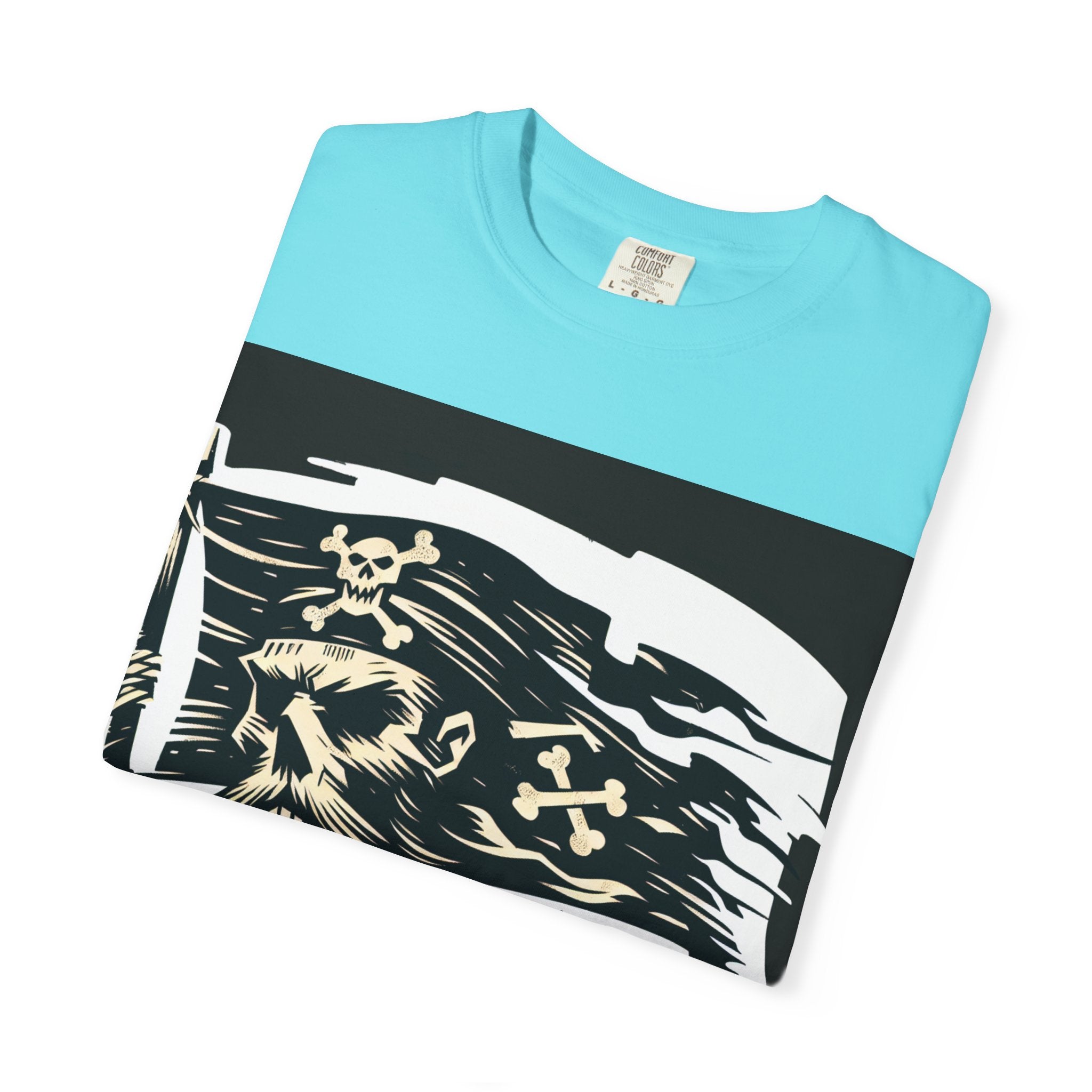 Skull Pirate T-Shirt, Unisex Garment-Dyed Tee for Adventurers, Perfect for Halloween, Pirate Parties, Casual Style, Unique Gift Idea