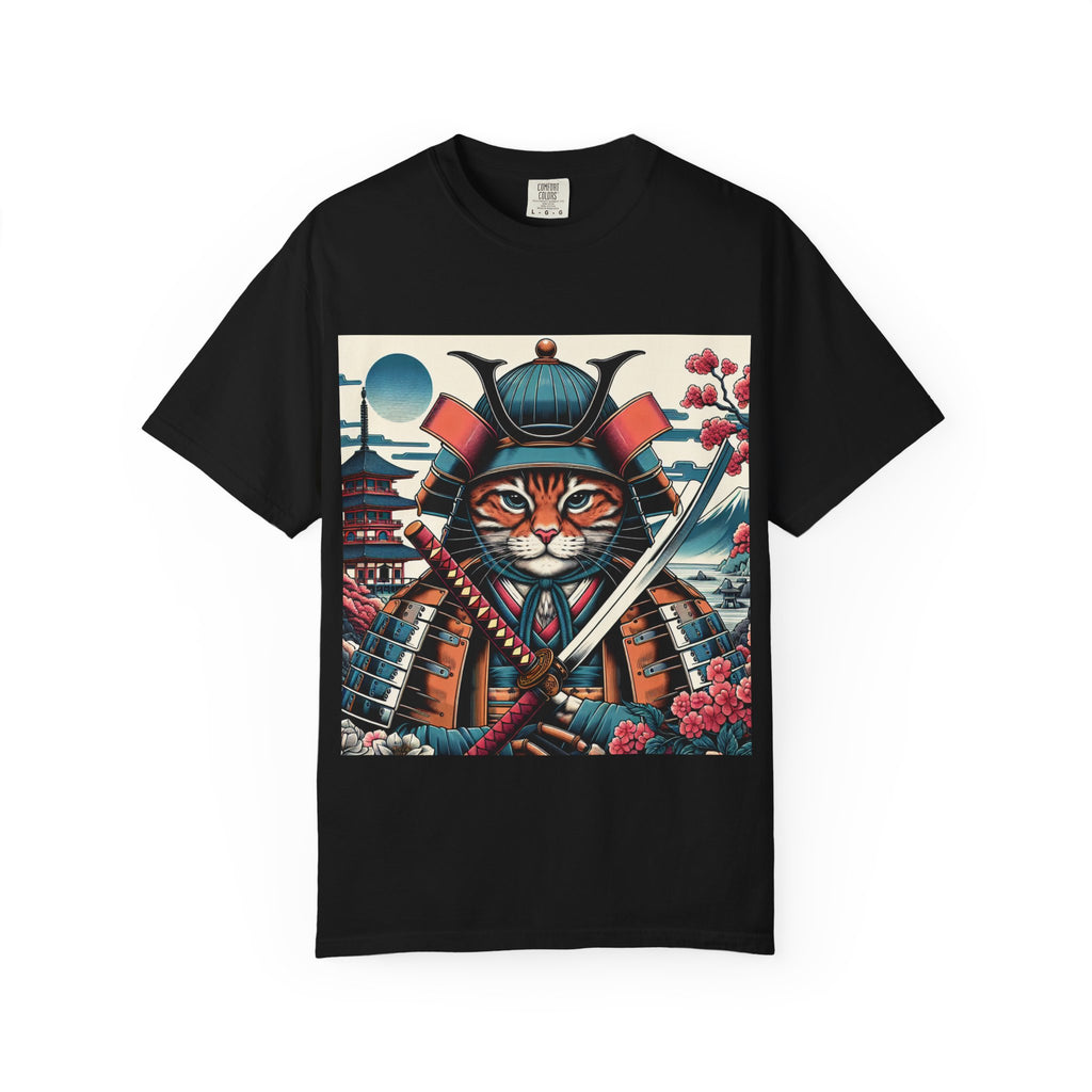 Samurai Tiger T-Shirt, Unisex Graphic Tee with Fierce Cat Design, Perfect Gift for Cat Lovers, Cool Anime Style, Unique Casual Wear