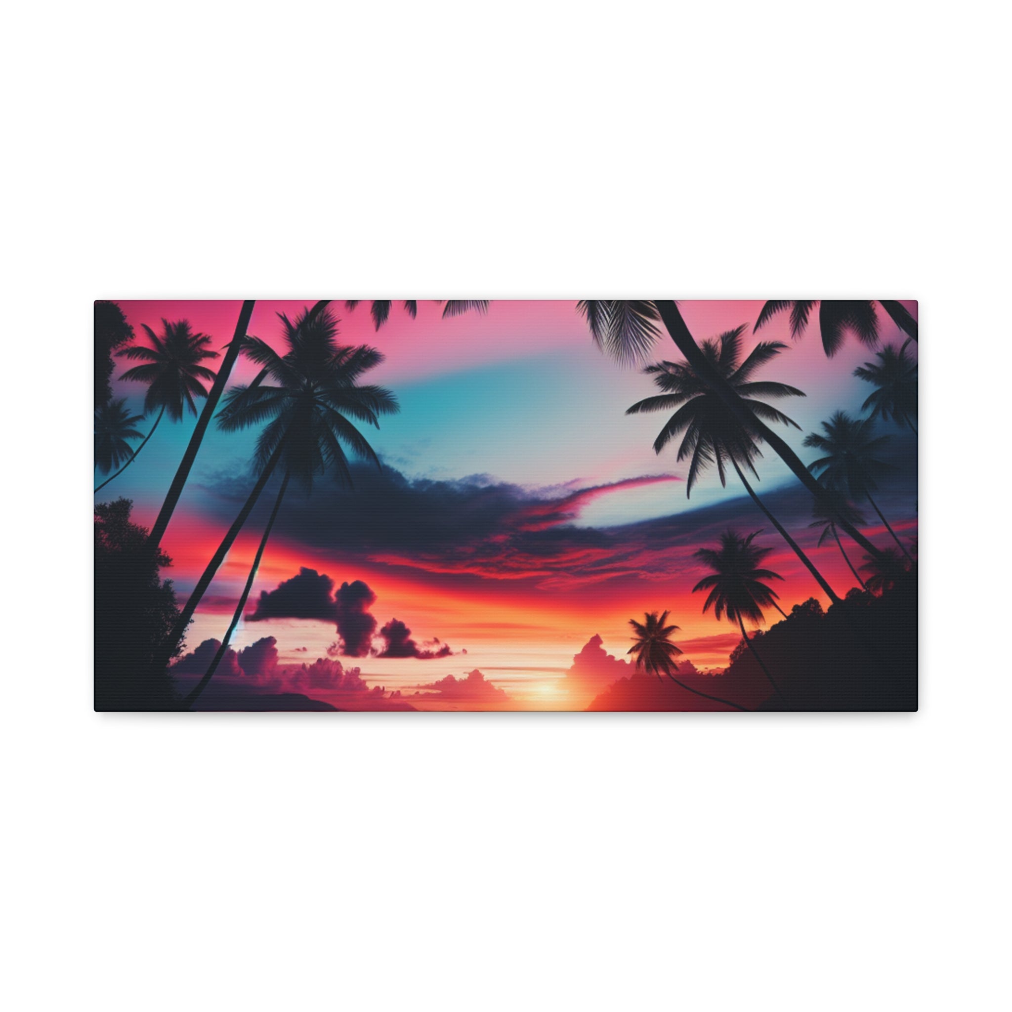 Tropical Sunset Wall Art Canvas, Colorful Beach Decor, Home Decoration, Gift for Art Lovers, Summer Vibe