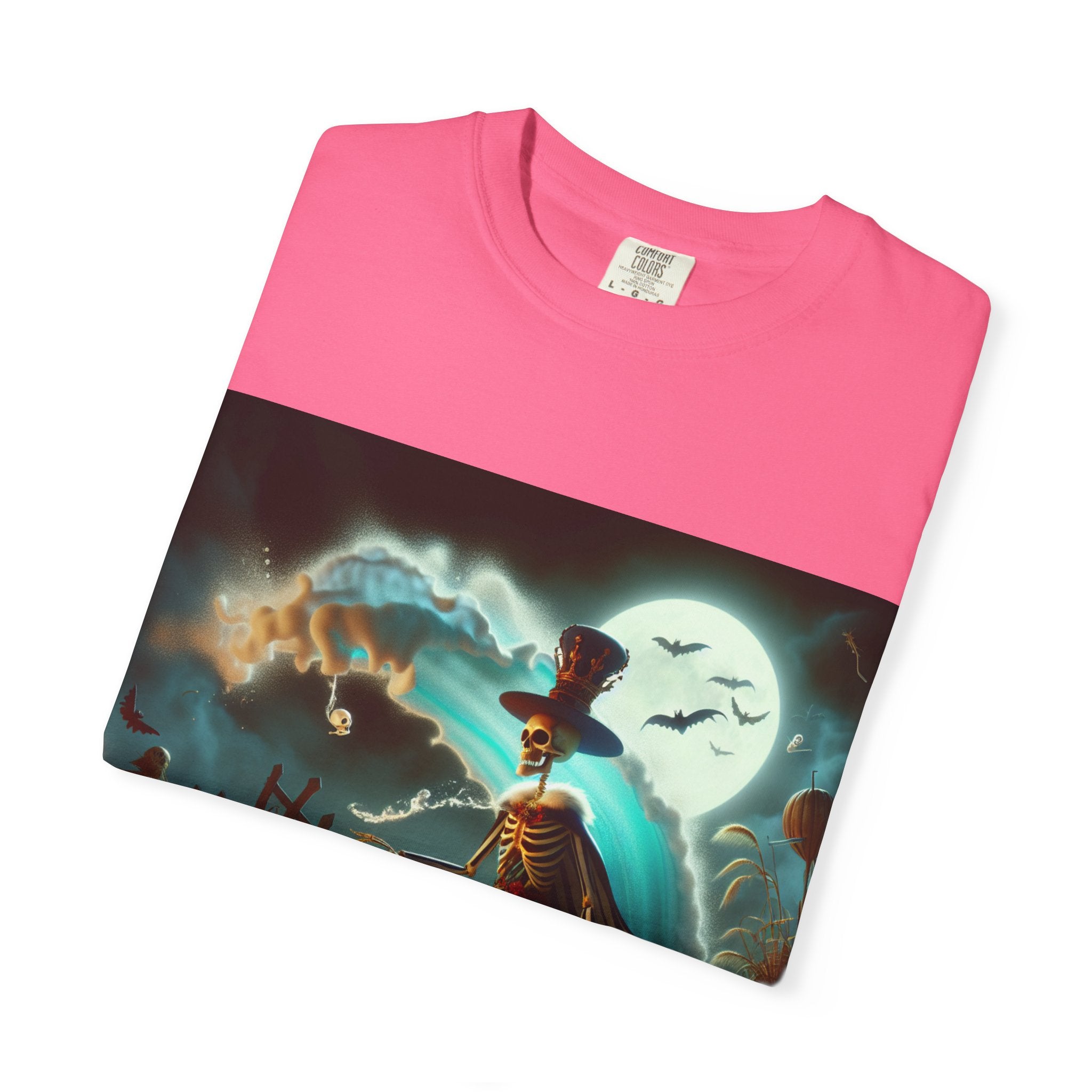 Halloween Themed Unisex Garment-Dyed T-shirt, Spooky Shirt, Pumpkin Tee, Fall Fashion, Ghostly Vibes, Gift for Halloween Lovers