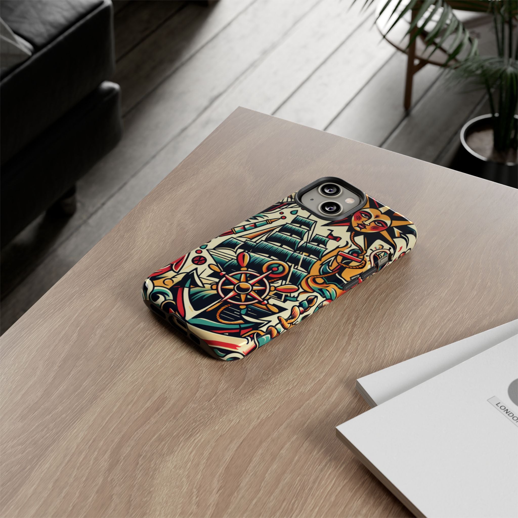 Tattoo-Inspired Phone Case - Nautical Adventure Design, Unique Gift, Sailor Style, Sea Lover Accessory, Artistic Protection