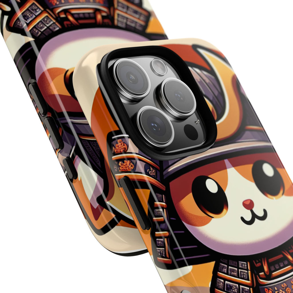 Cute Cat Samurai Phone Case, Kawaii Armor Phone Cover, Unique Pet Gift, Animal Lover Accessory, Fun Tech Protection
