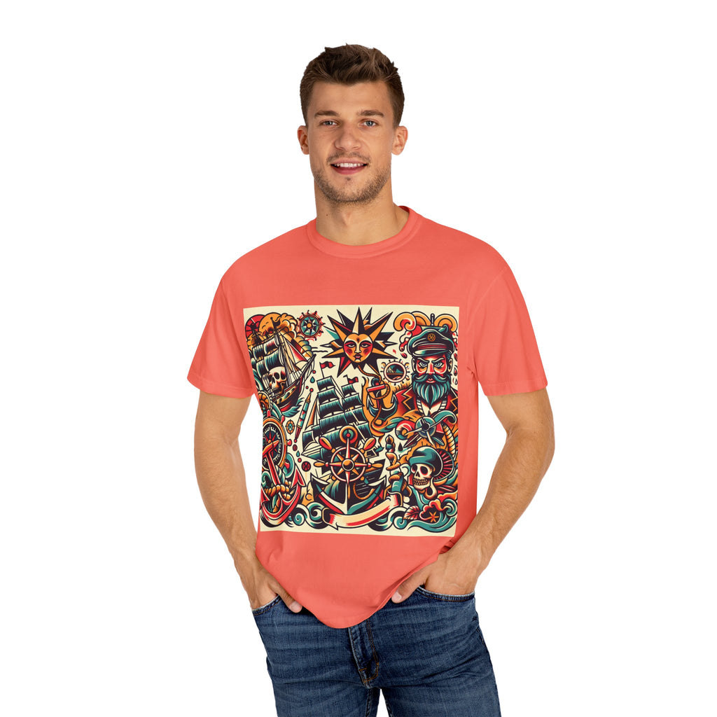 Nautical Adventure T-Shirt | Pirate Art Tee, Unisex Graphic Shirt, Summer Casual Wear, Gift for Sailors, Bold Streetwear
