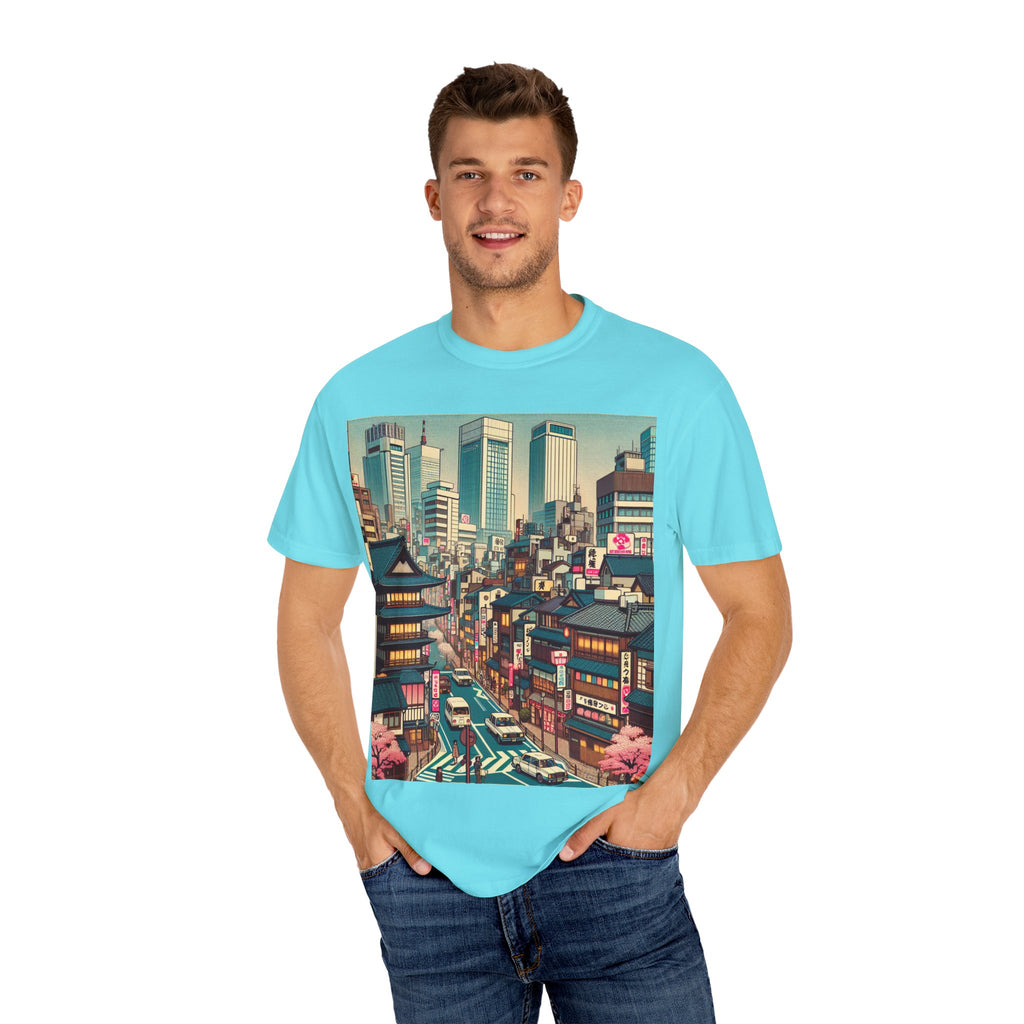 Urban Landscape Graphic T-Shirt | Street Art Tee, Casual Wear, Gift for Travelers, Relaxed Fit, Unique Cityscape Design