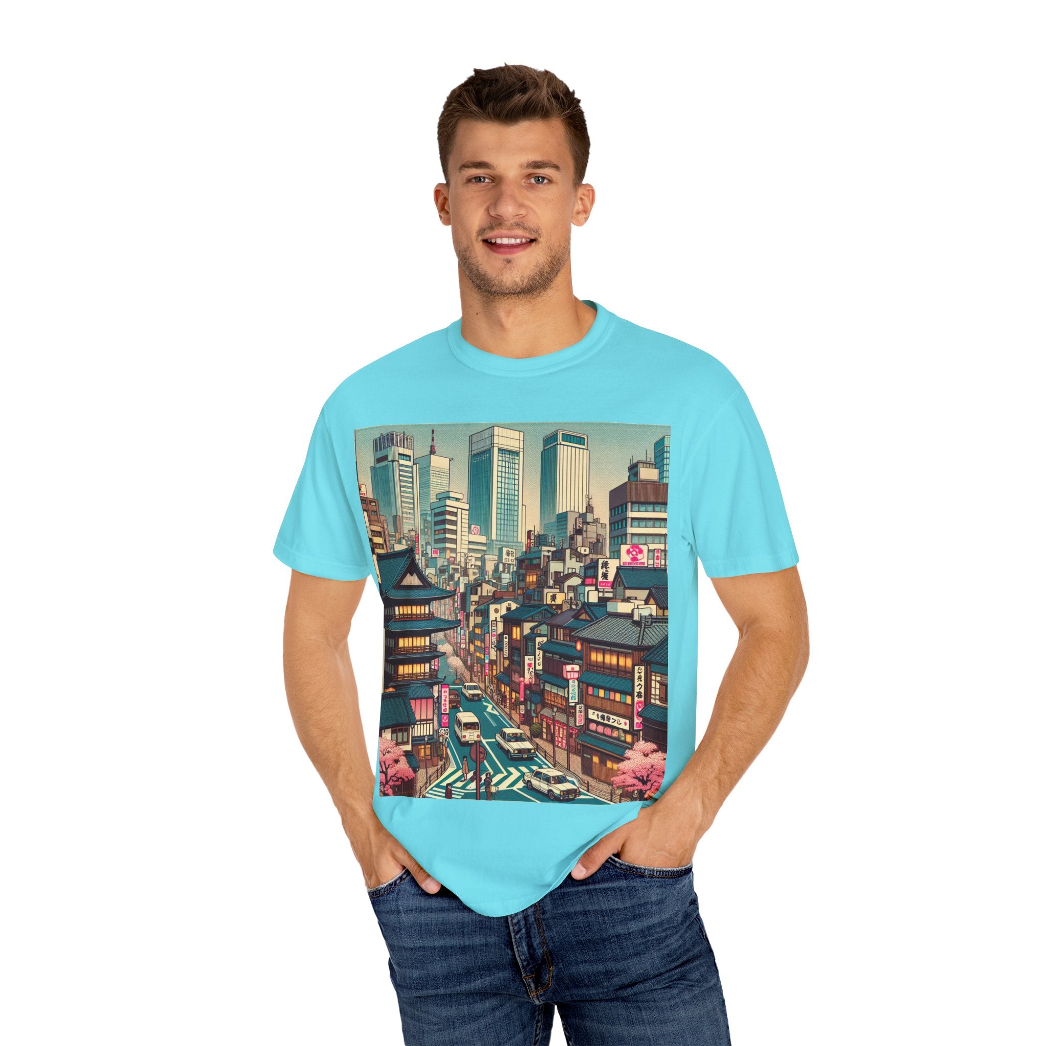 Urban Landscape Graphic T-Shirt | Street Art Tee, Casual Wear, Gift for Travelers, Relaxed Fit, Unique Cityscape Design