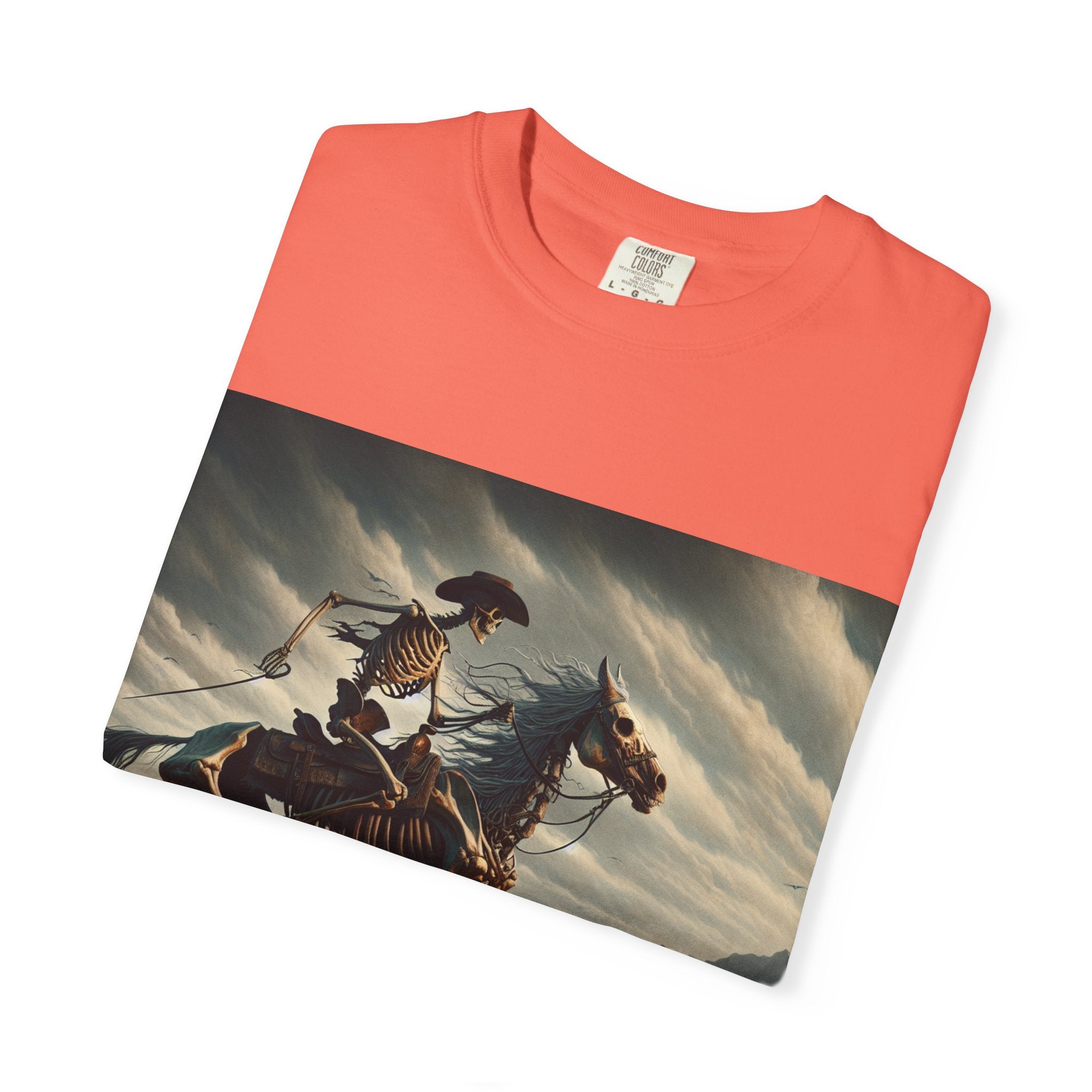 Skeleton Horse Rider T-Shirt, Unisex Graphic Tee for Halloween, Gift for Animal Lovers, Casual Wear, Vintage Style Apparel